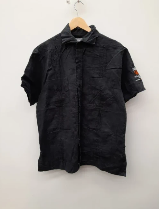 Mojito Black Linen Shirt Tito's Vodka Embroidered M image 8