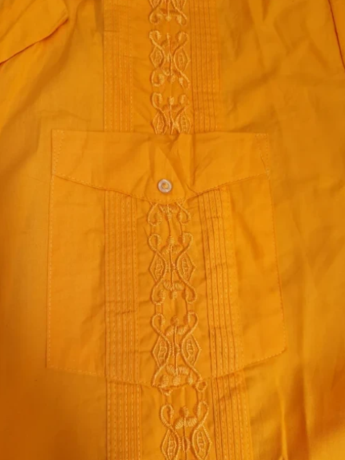 Omega yellow short sleeve embroidered shirt large XXL image 3