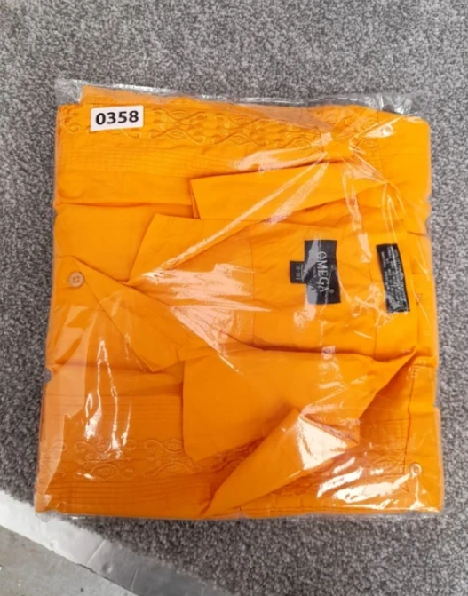 Omega yellow short sleeve embroidered shirt large XXL image 7