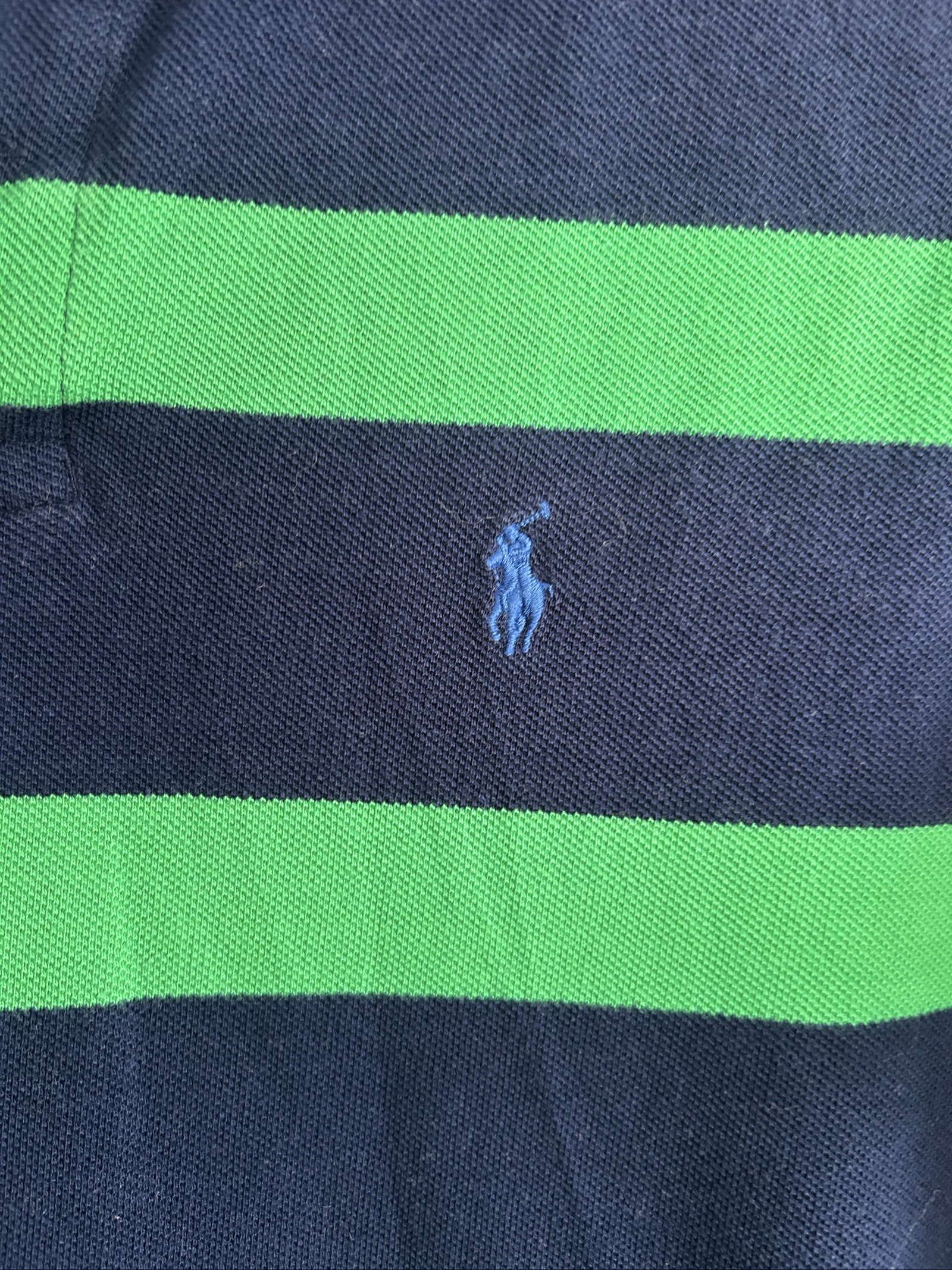 Polo Ralph Lauren Boys Navy & Green Striped Cotton Polo Shirt Large image 2