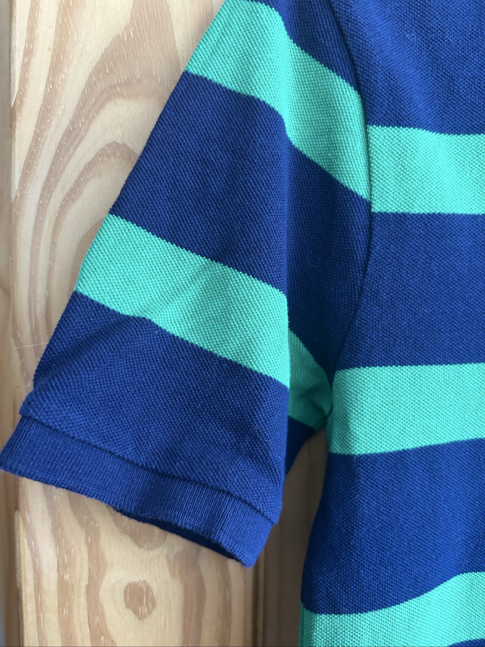 Polo Ralph Lauren Boys Navy & Green Striped Cotton Polo Shirt Large image 4