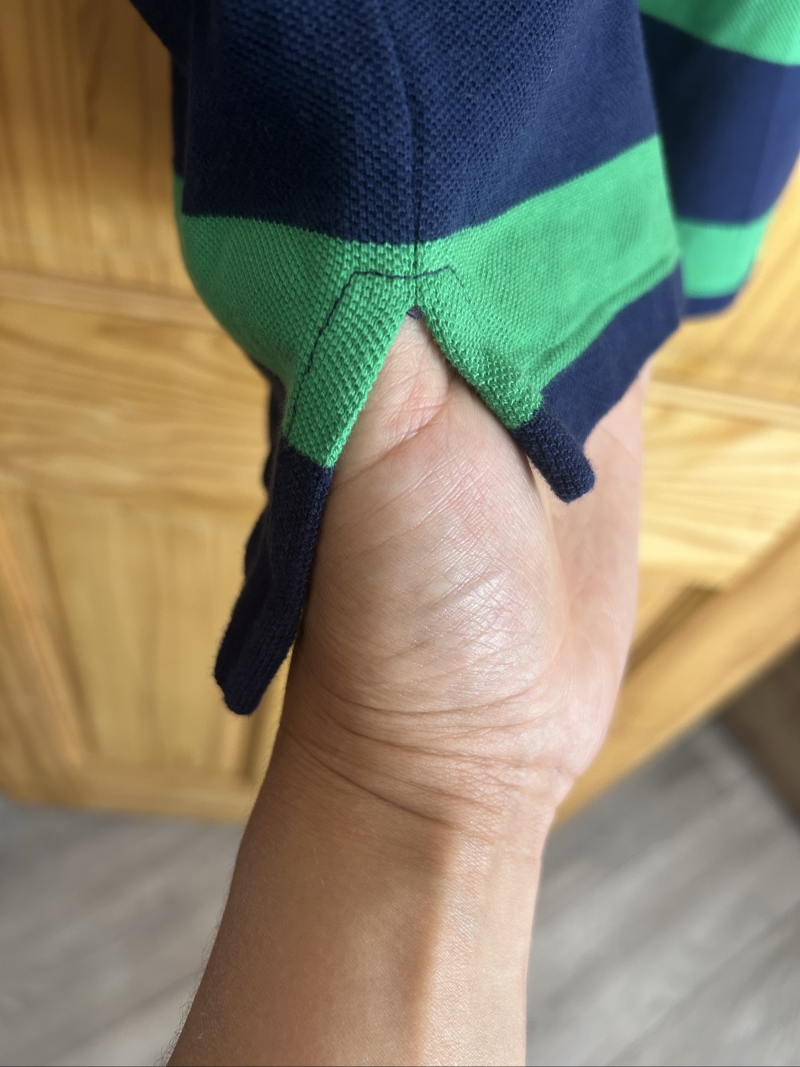 Polo Ralph Lauren Boys Navy & Green Striped Cotton Polo Shirt Large image 6