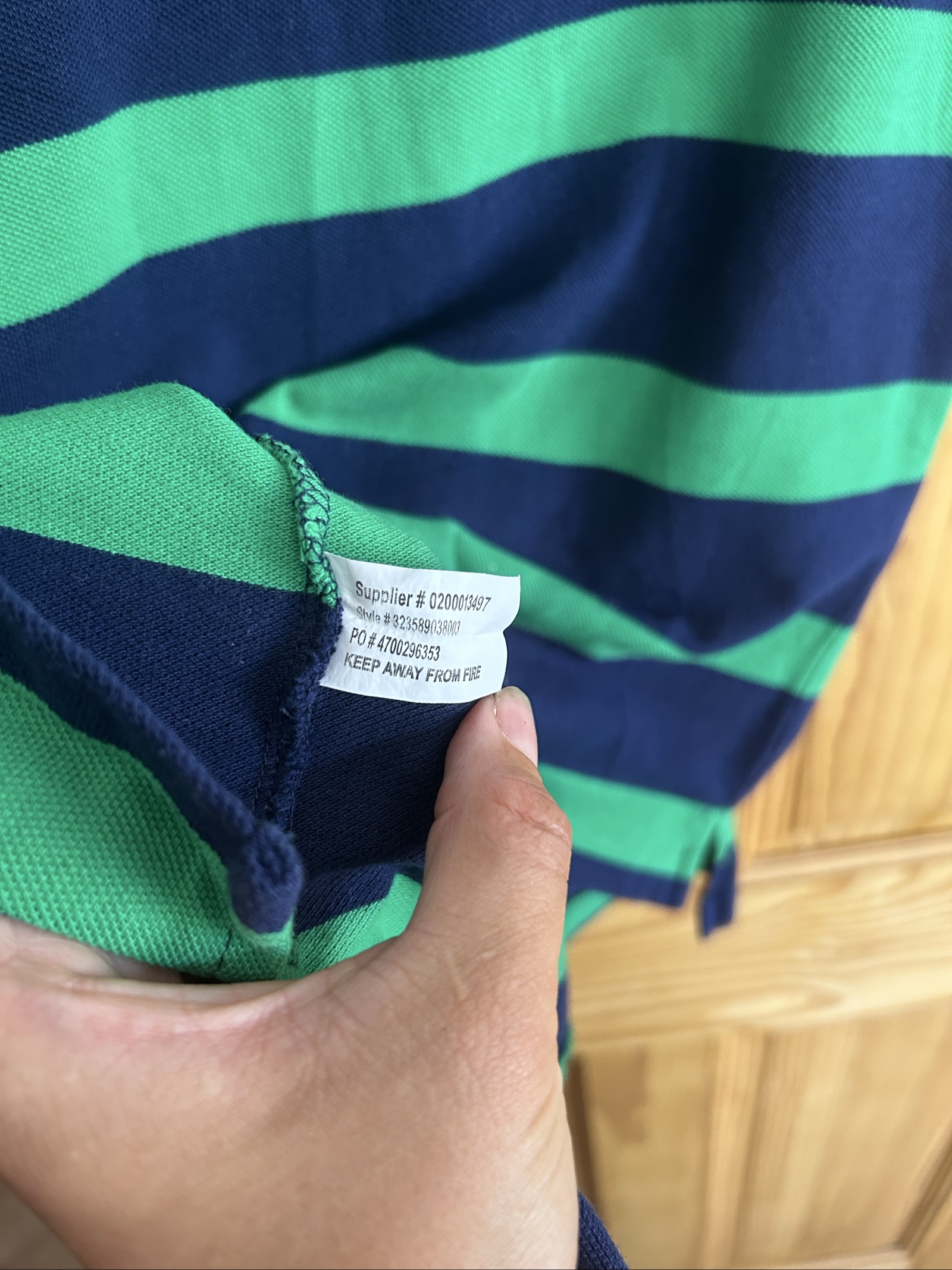 Polo Ralph Lauren Boys Navy & Green Striped Cotton Polo Shirt Large image 7