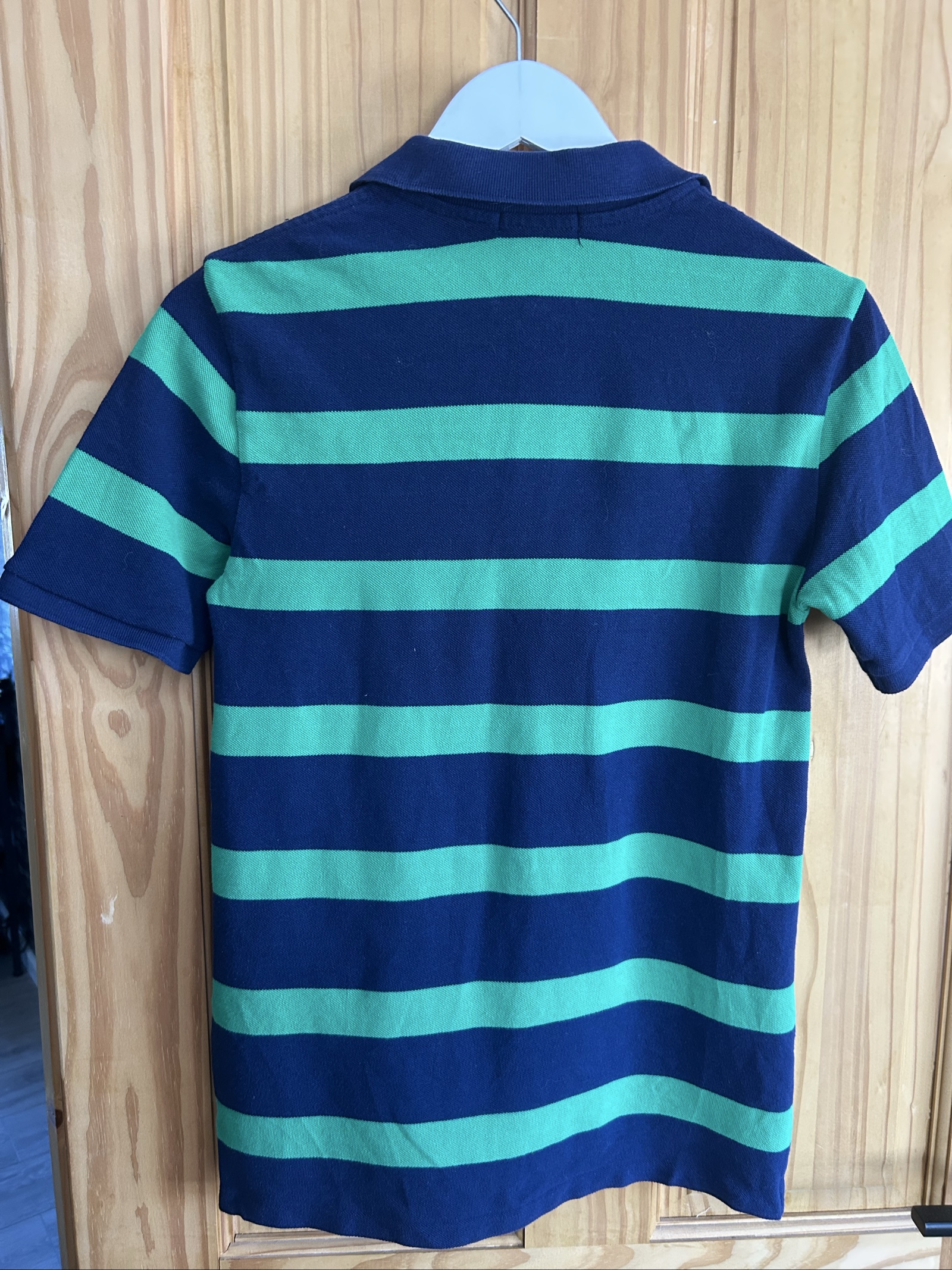 Polo Ralph Lauren Boys Navy & Green Striped Cotton Polo Shirt Large image 9