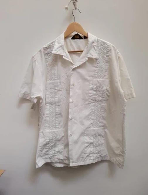 Juan Carlos White Guayabera Shirt Classic Embroidered XL image 4
