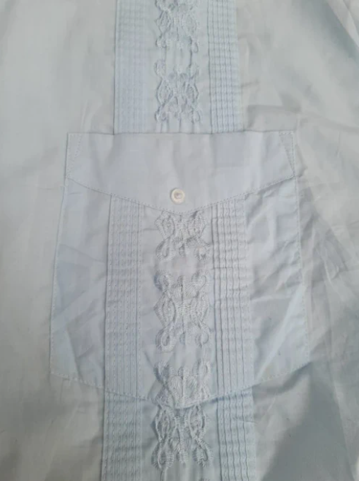 Omega Light Blue Embroidered Cuban Shirt 2X image 2