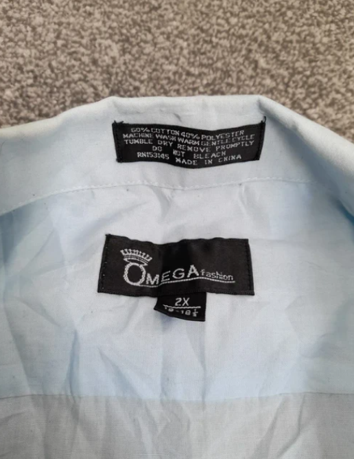 Omega Light Blue Embroidered Cuban Shirt 2X image 4