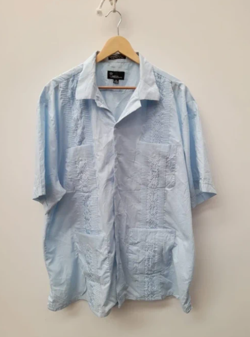 Omega Light Blue Embroidered Cuban Shirt 2X image 5