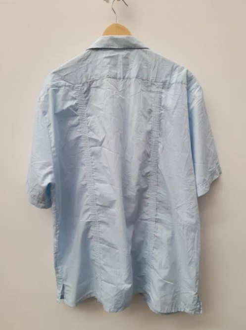 Omega Light Blue Embroidered Cuban Shirt 2X image 6