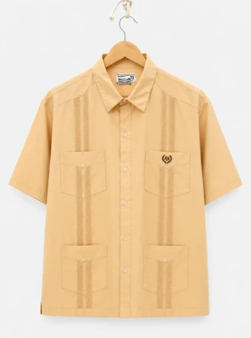 Renato Collezione Beige & Brown Short Sleeve Shirt XL