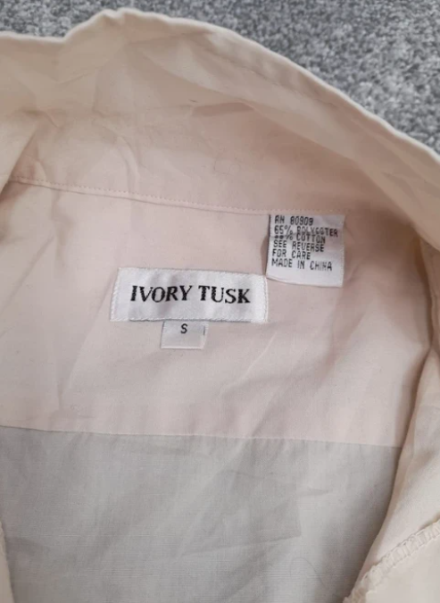 Ivory Tusk Beige Embroidered Casual Shirt Small Stain S image 3