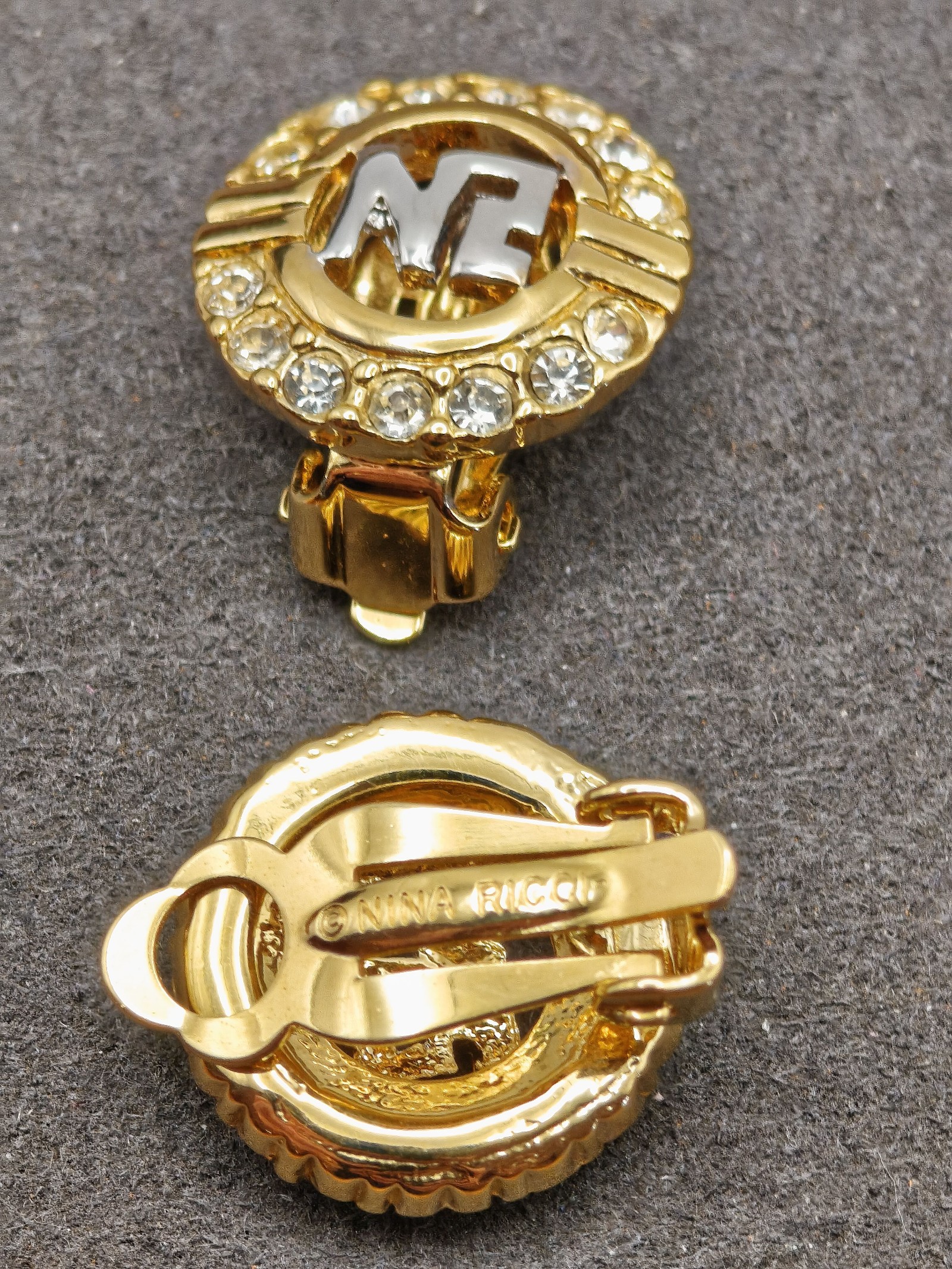 Nina Ricci Women's Gold & Clear Crystal Clip-On Earrings image 3