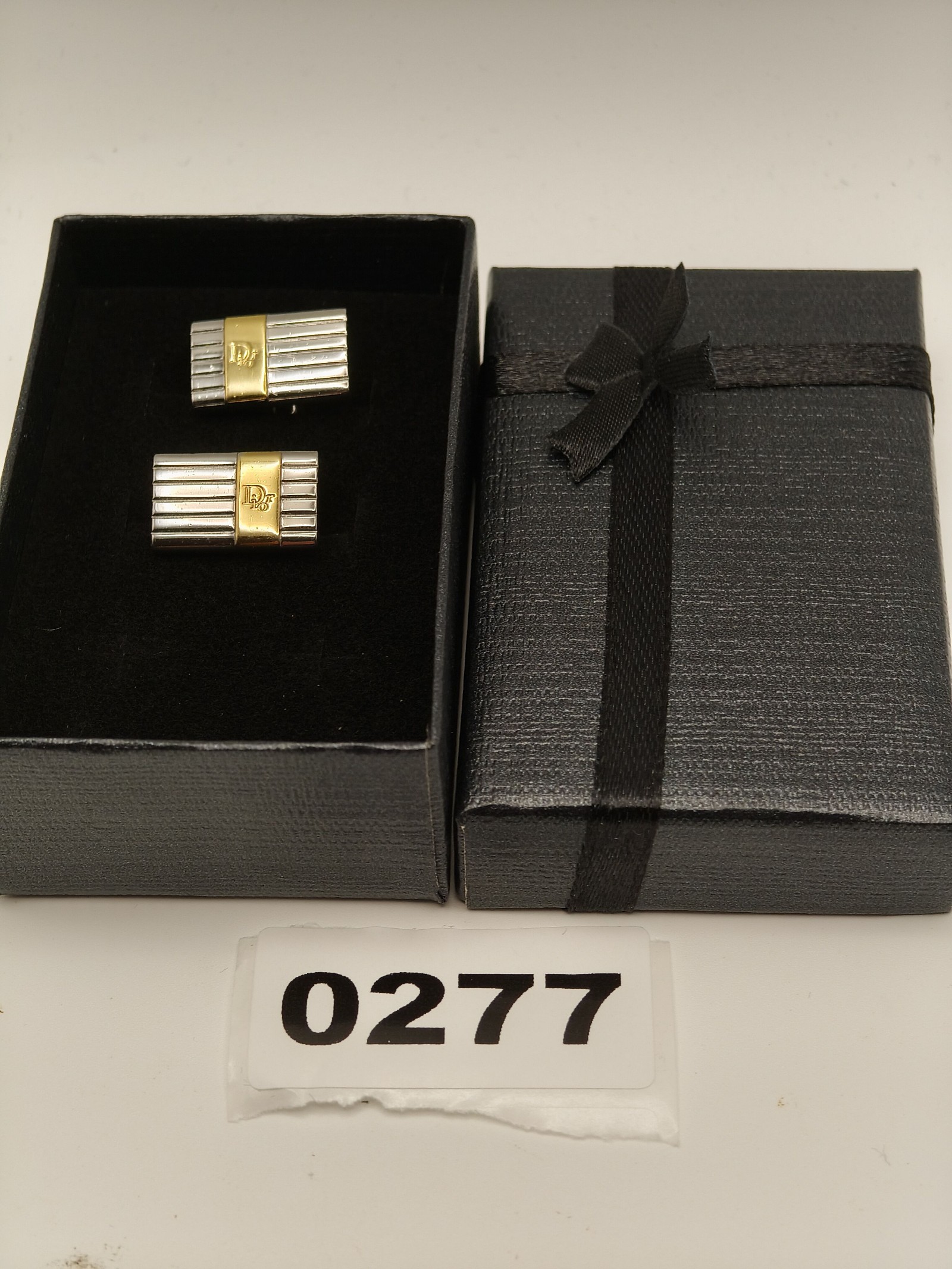 Christian Dior Men Silver & Gold Tone Logo Cufflinks
