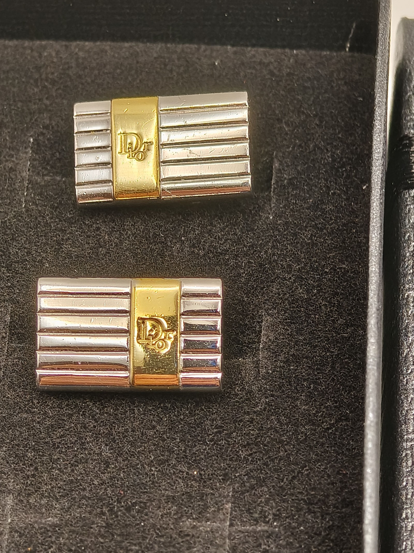 Christian Dior Men Silver & Gold Tone Logo Cufflinks image 2