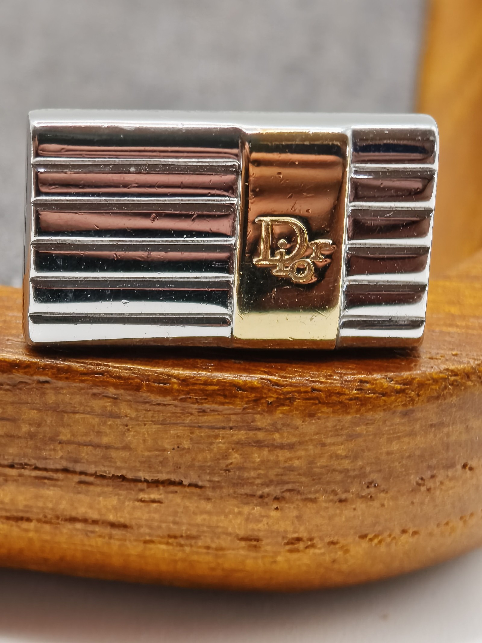 Christian Dior Men Silver & Gold Tone Logo Cufflinks image 4