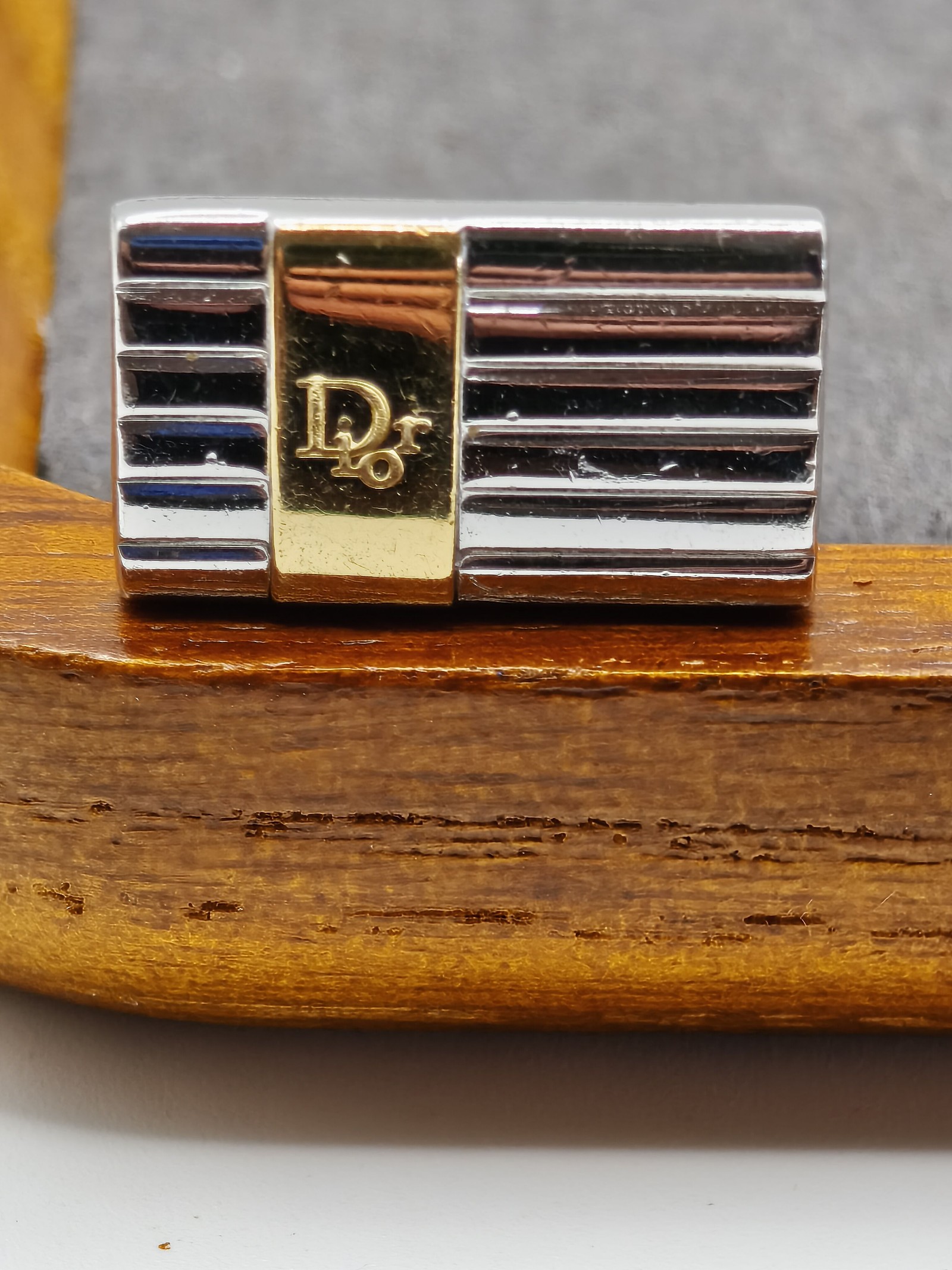 Christian Dior Men Silver & Gold Tone Logo Cufflinks image 5