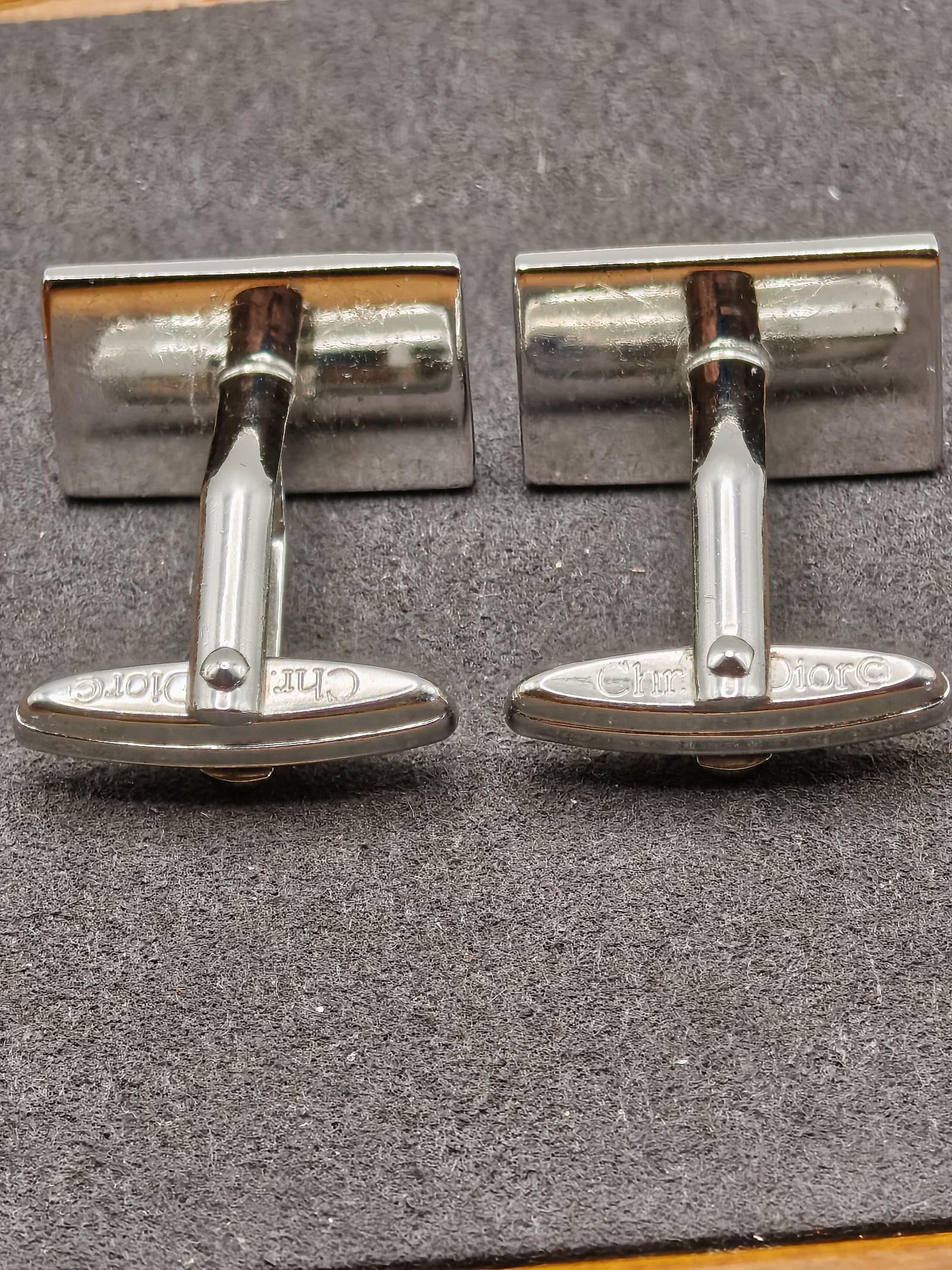 Christian Dior Men Silver & Gold Tone Logo Cufflinks image 6