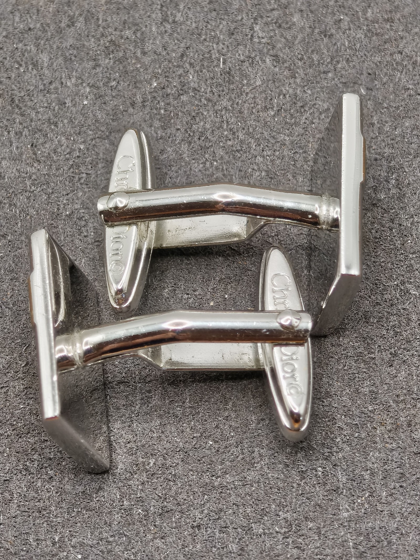 Christian Dior Men Silver & Gold Tone Logo Cufflinks image 9