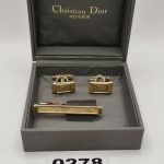Christian Dior Gold Tone Tie Clip & Cufflinks Set Men's Other