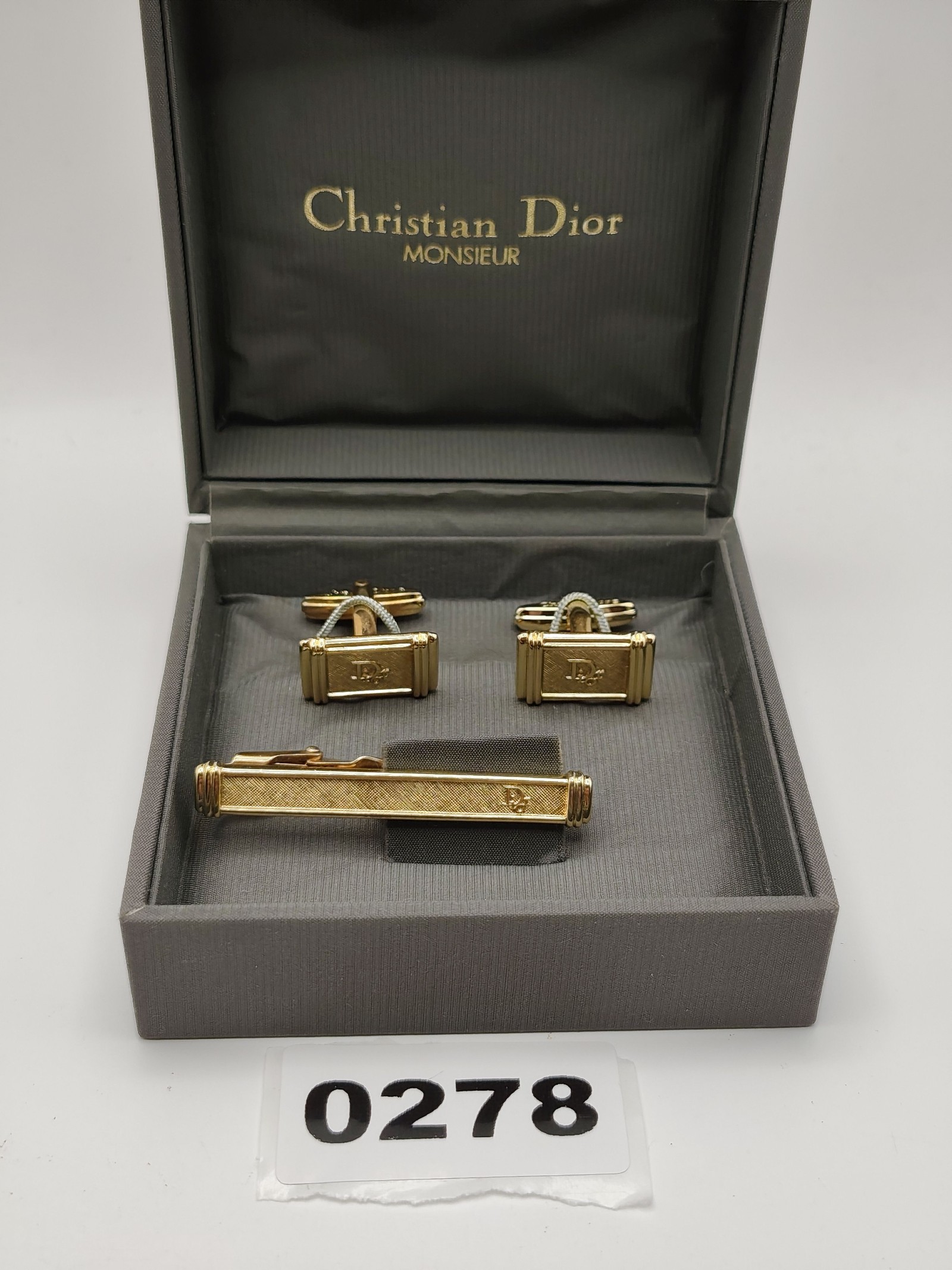 Christian Dior Gold Tone Tie Clip & Cufflinks Set Men's Other