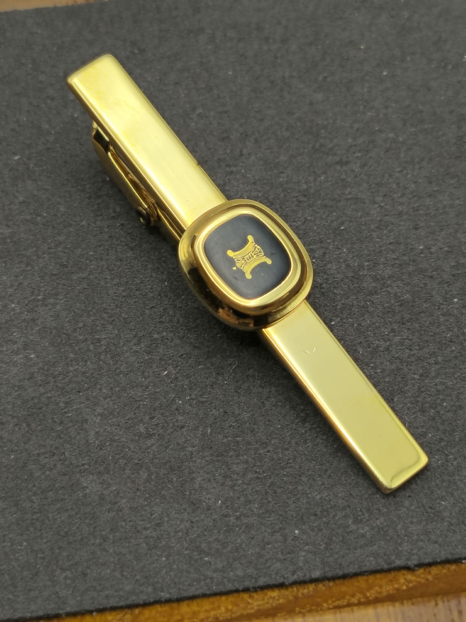Celine Men Gold & Black Logo Enamel Tie Clip Other image 3