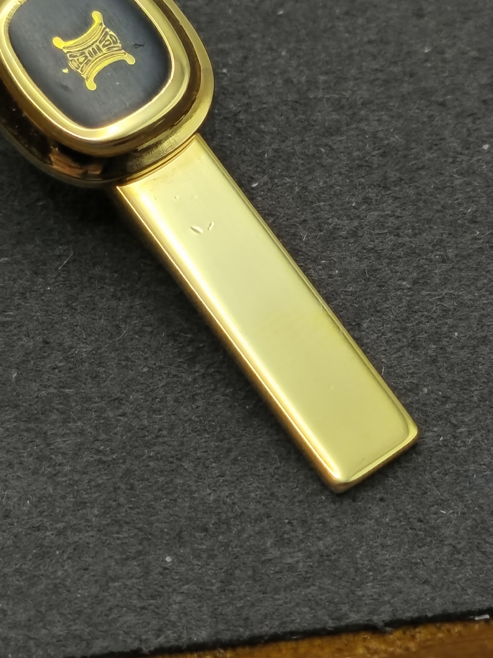 Celine Men Gold & Black Logo Enamel Tie Clip Other image 4