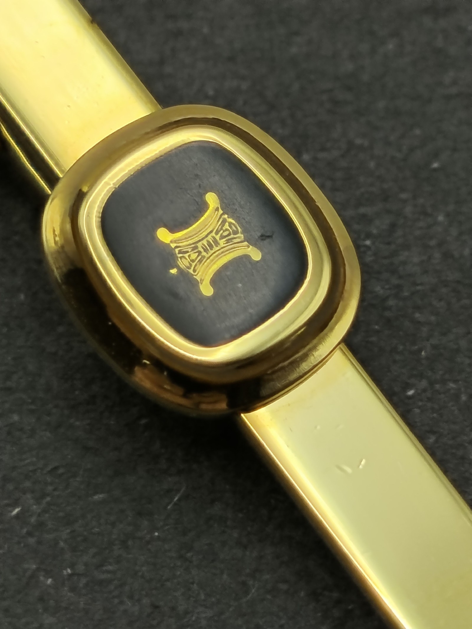 Celine Men Gold & Black Logo Enamel Tie Clip Other image 5