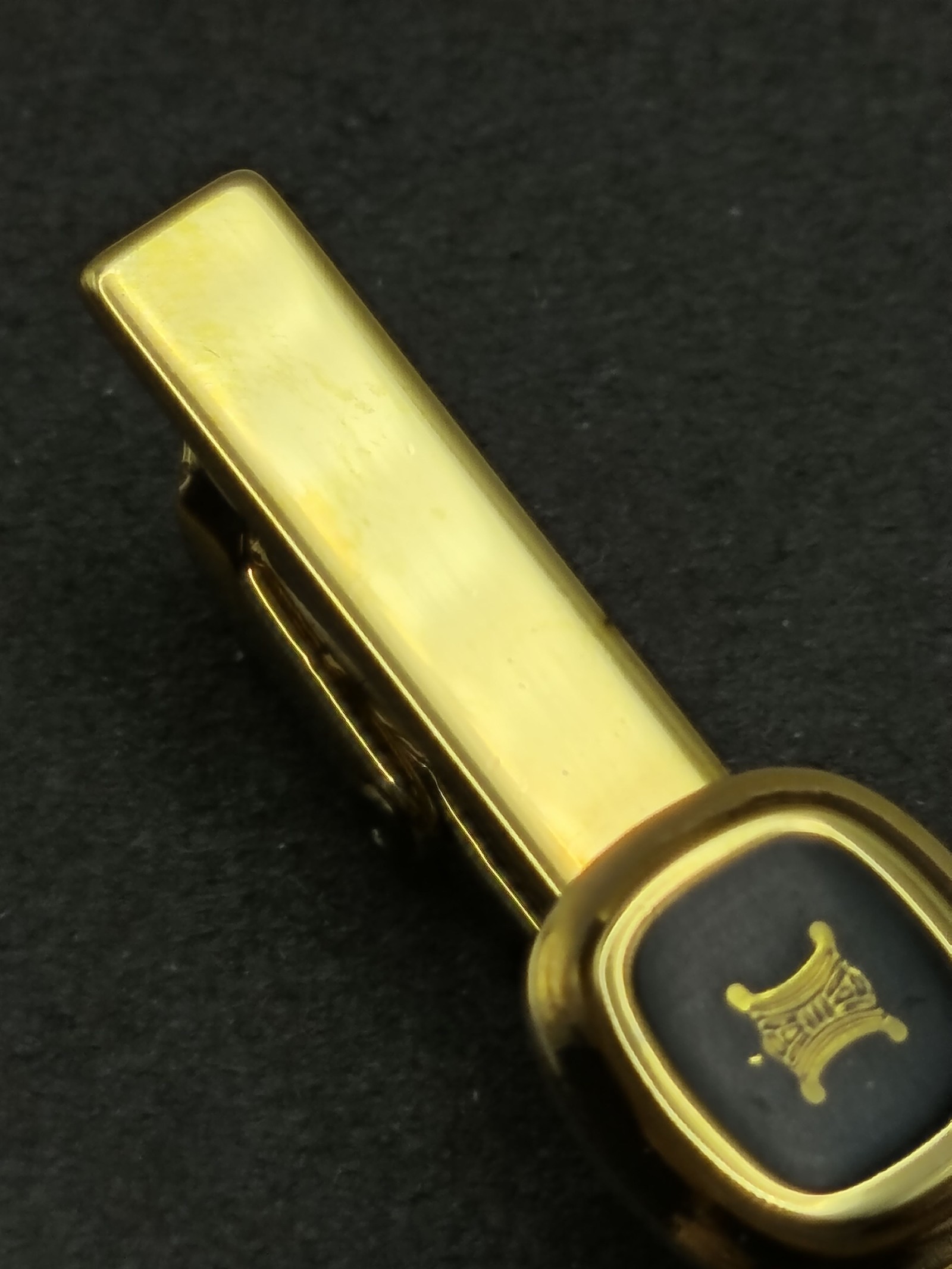 Celine Men Gold & Black Logo Enamel Tie Clip Other image 6