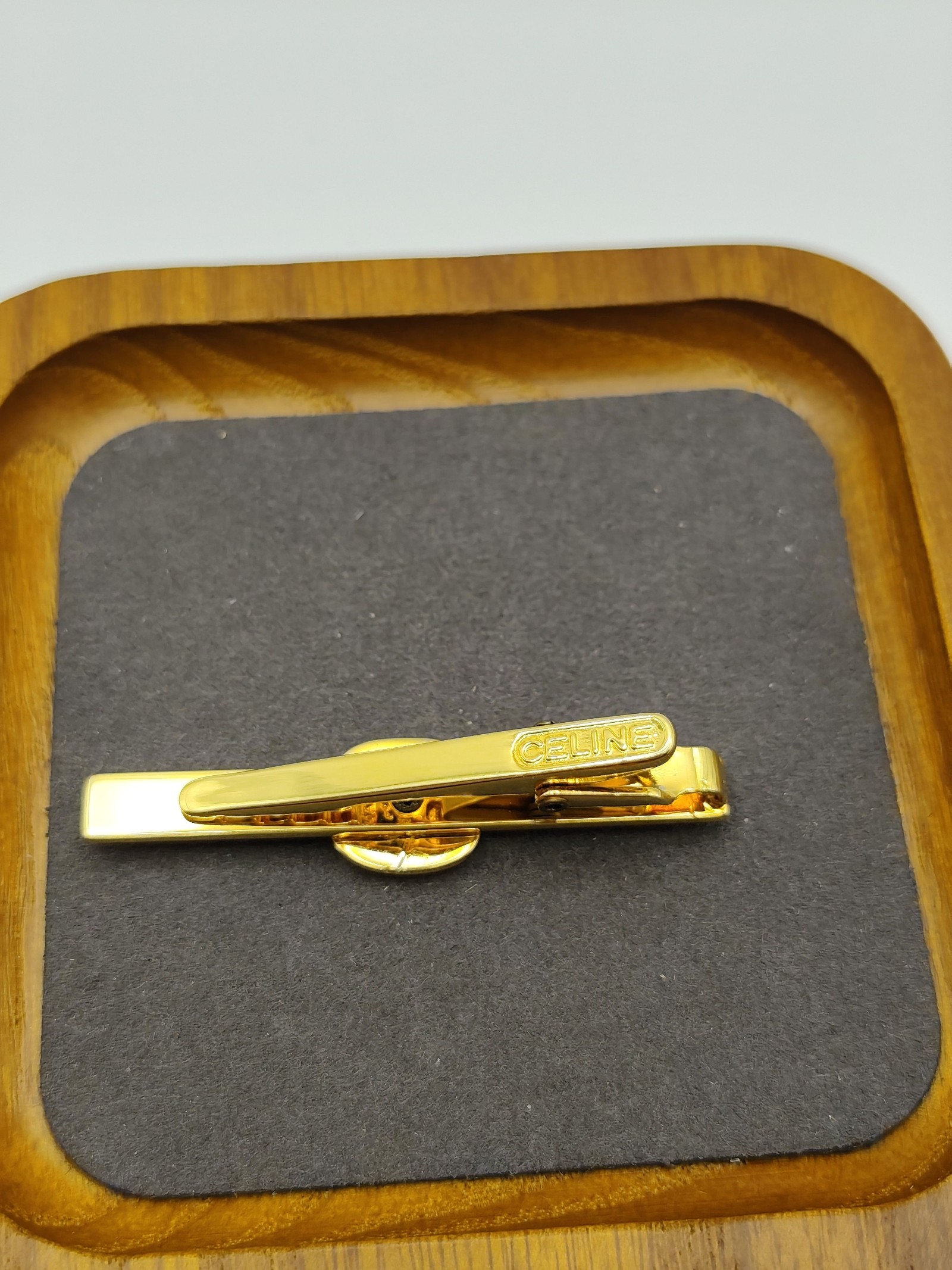 Celine Men Gold & Black Logo Enamel Tie Clip Other image 10