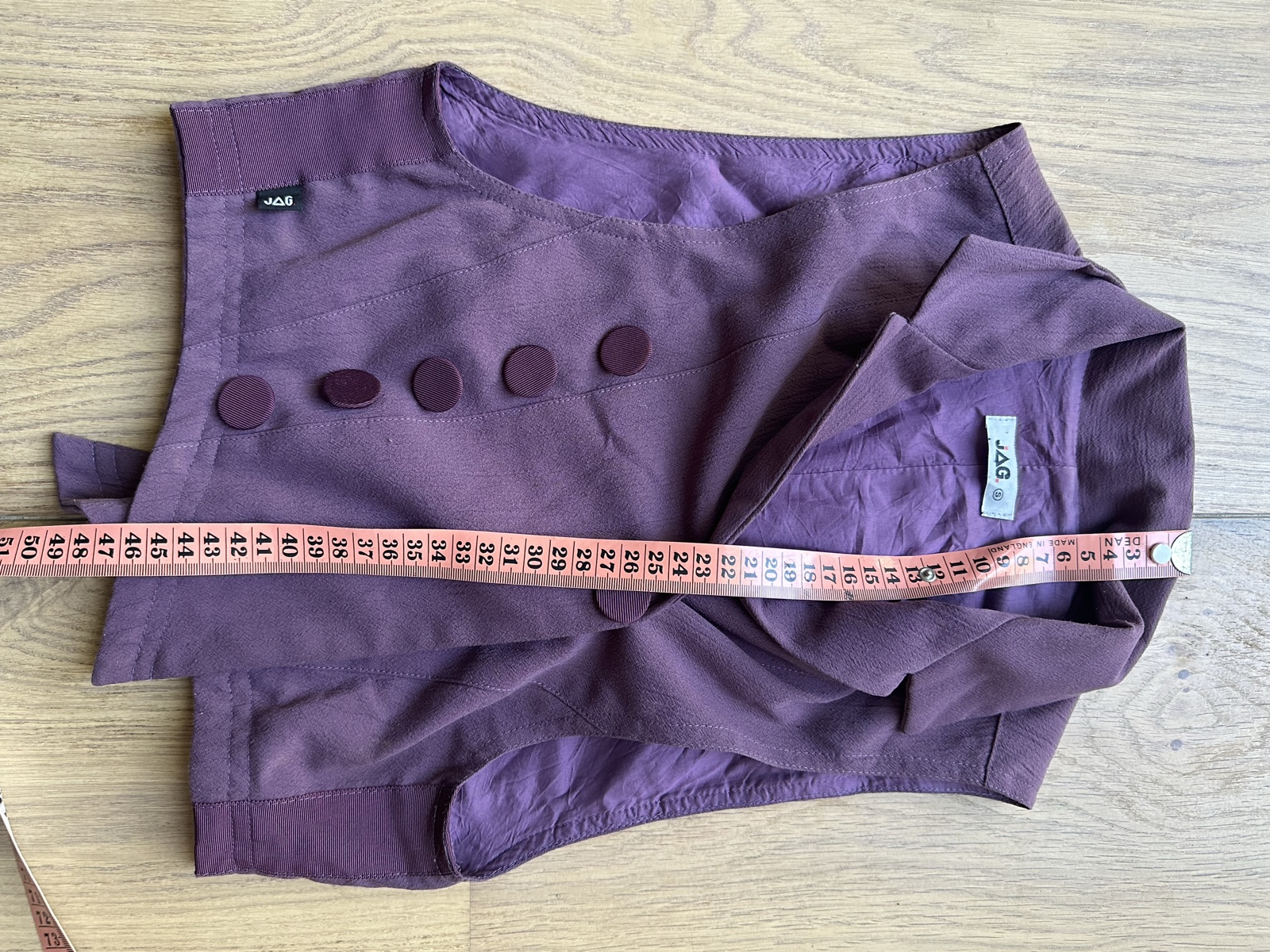 JAG Women Purple Sleeveless Buttoned Blazer Small image 4