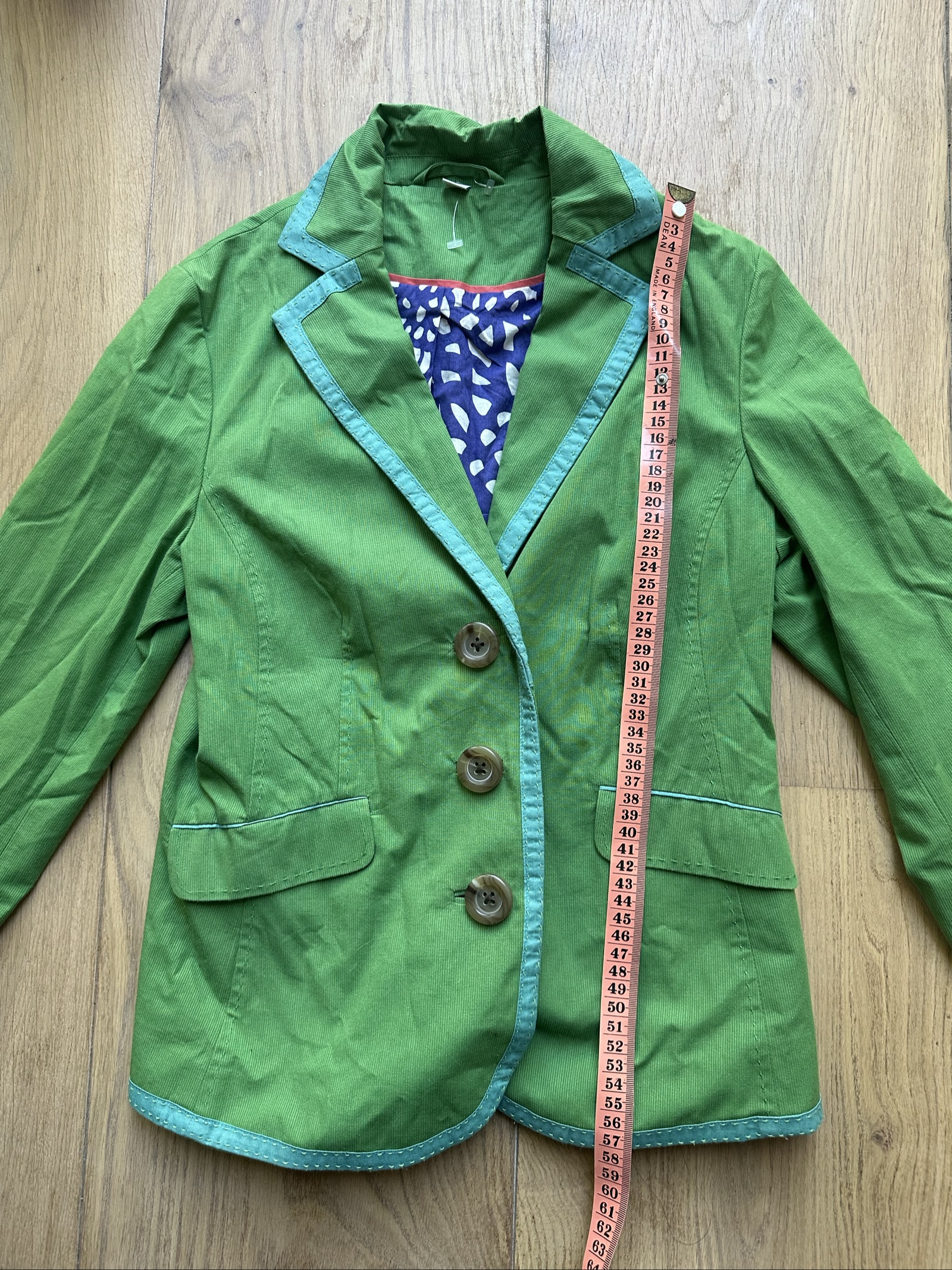 Green & Blue Cotton Women's Medium Tailored Fit Blazer image 2