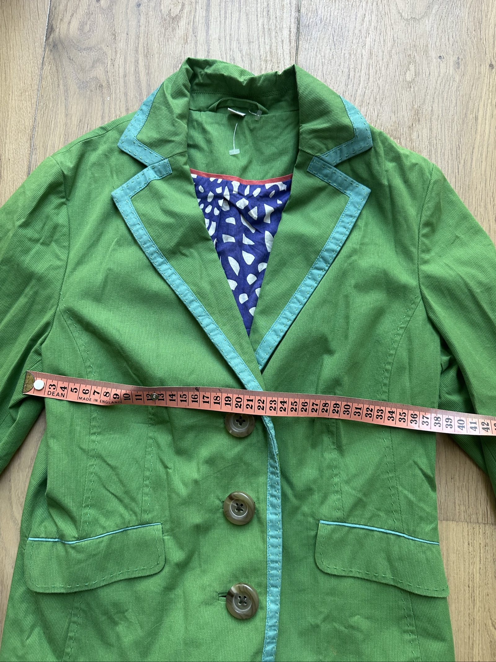 Green & Blue Cotton Women's Medium Tailored Fit Blazer image 3