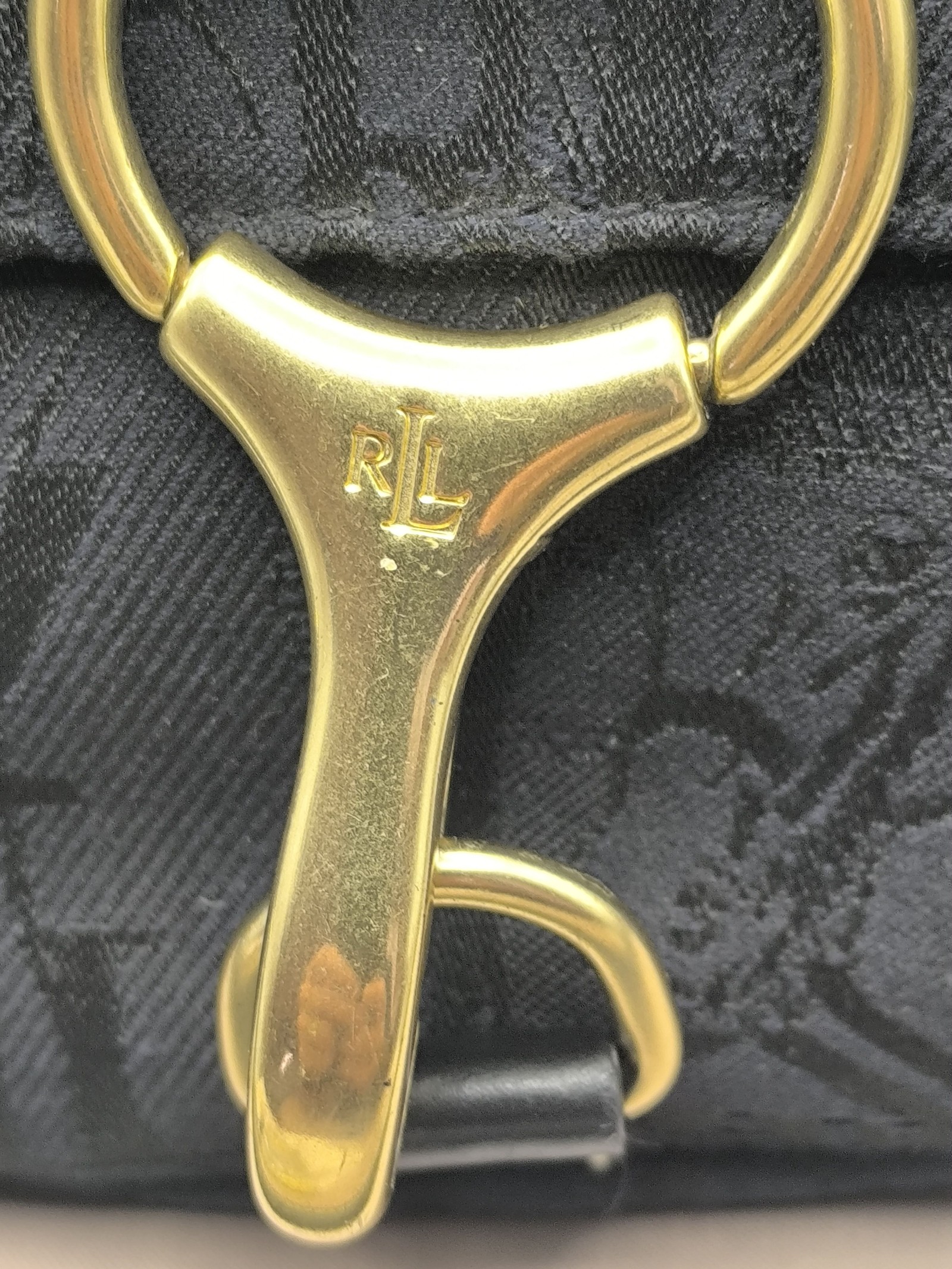 Ralph Lauren Women's Black Embossed Logo Leather Trim Crossbody Bag image 4