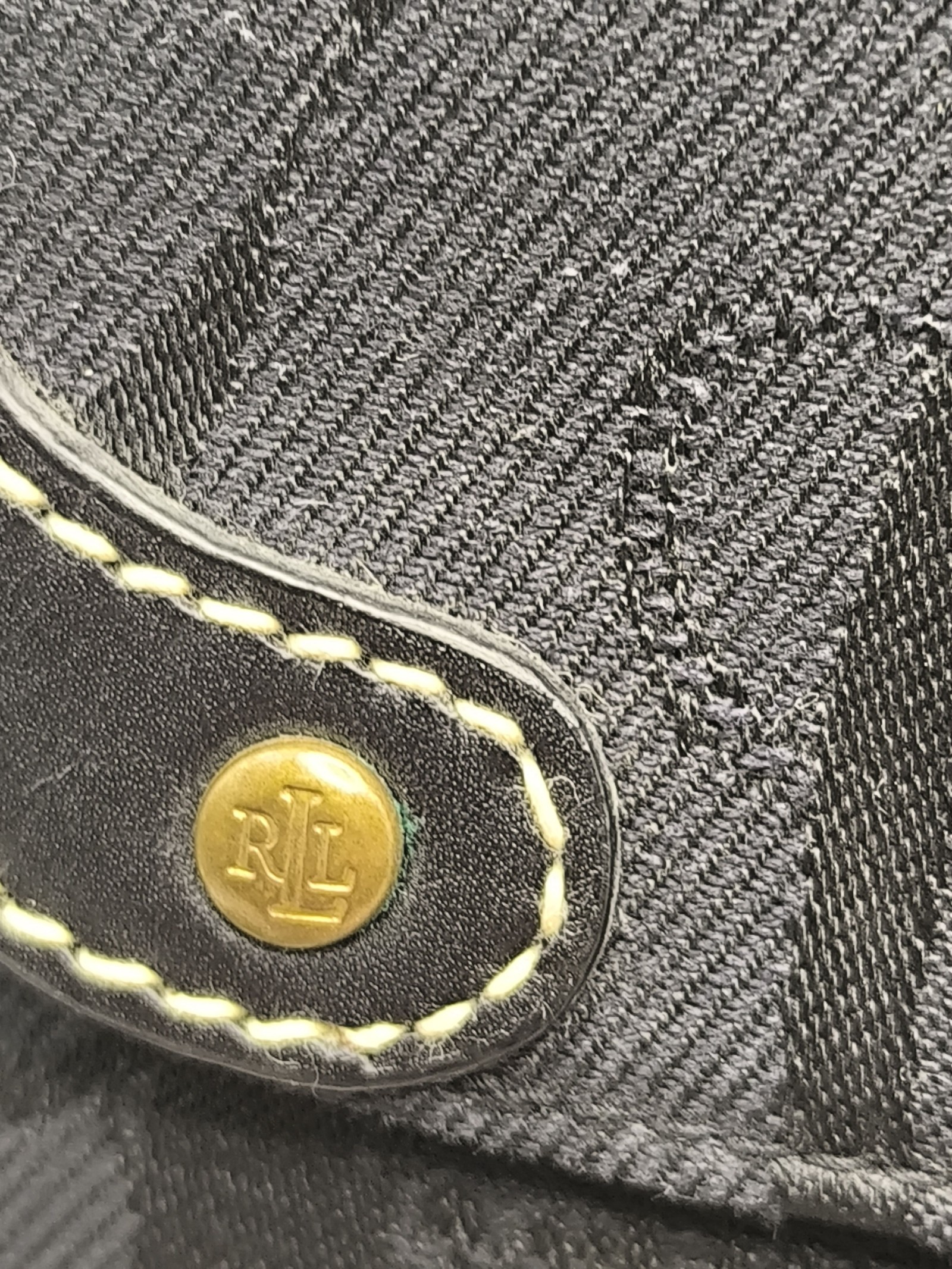 Ralph Lauren Women's Black Embossed Logo Leather Trim Crossbody Bag image 6