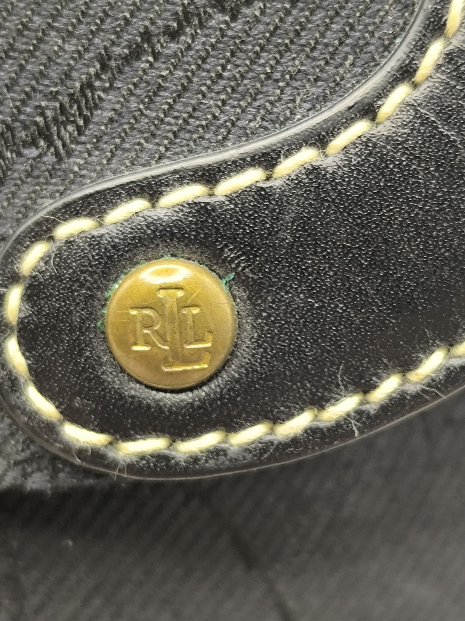 Ralph Lauren Women's Black Embossed Logo Leather Trim Crossbody Bag image 7
