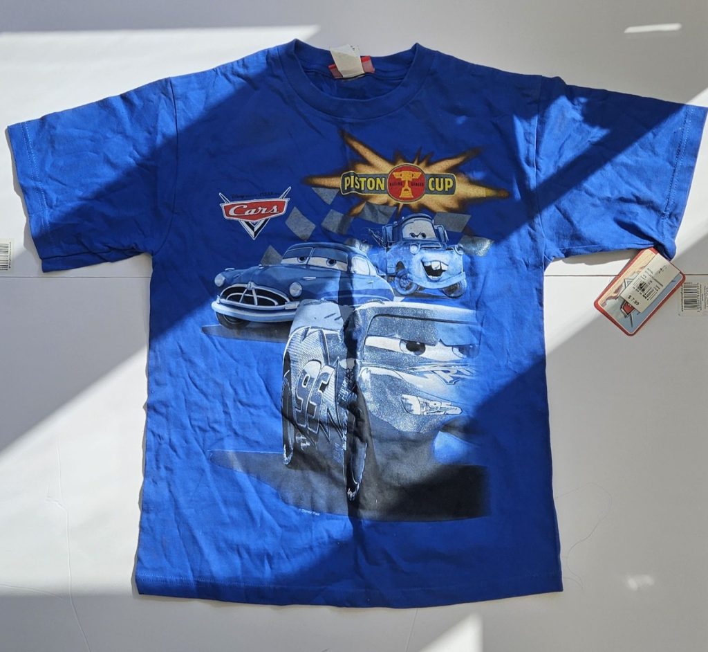 Disney Pixar Cars Blue Kids' Cotton T-Shirt Large Piston Cup