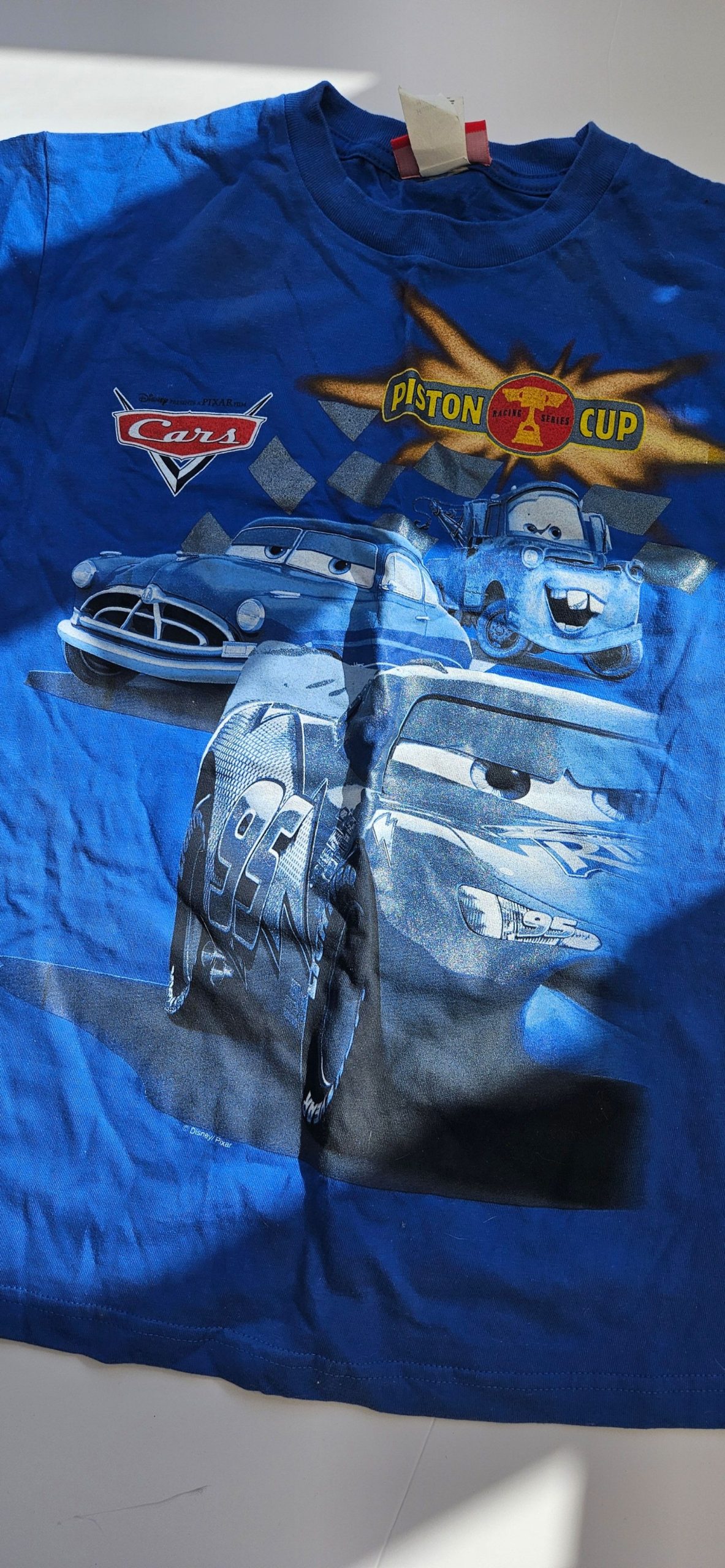 Disney Pixar Cars Blue Kids' Cotton T-Shirt Large Piston Cup image 2