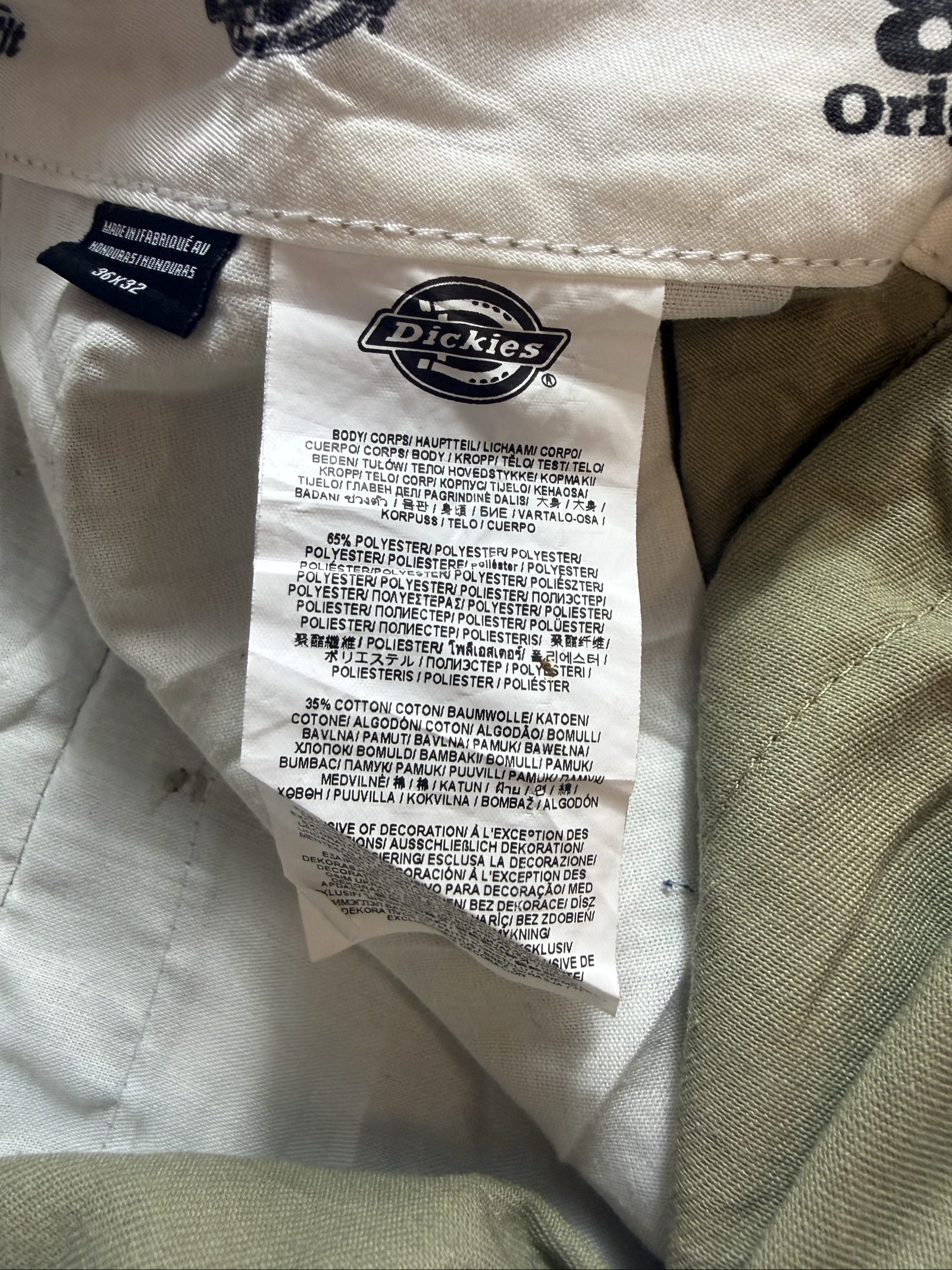 Dickies 874 Men’s Original Fit Work Trousers 36x32 Beige image 6