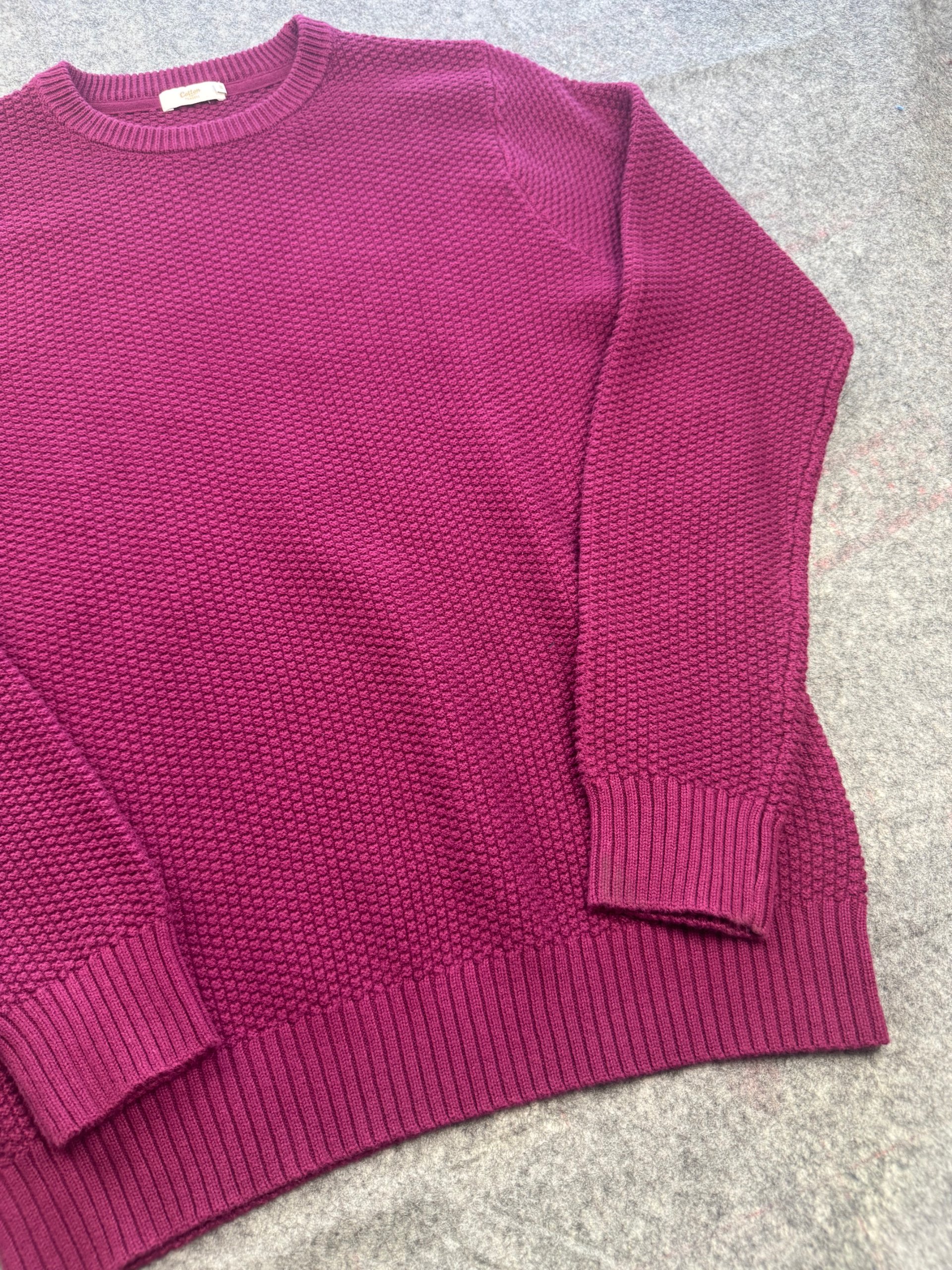 Cotton Traders Berry Textured Crew Neck Cotton Jumper M image 4