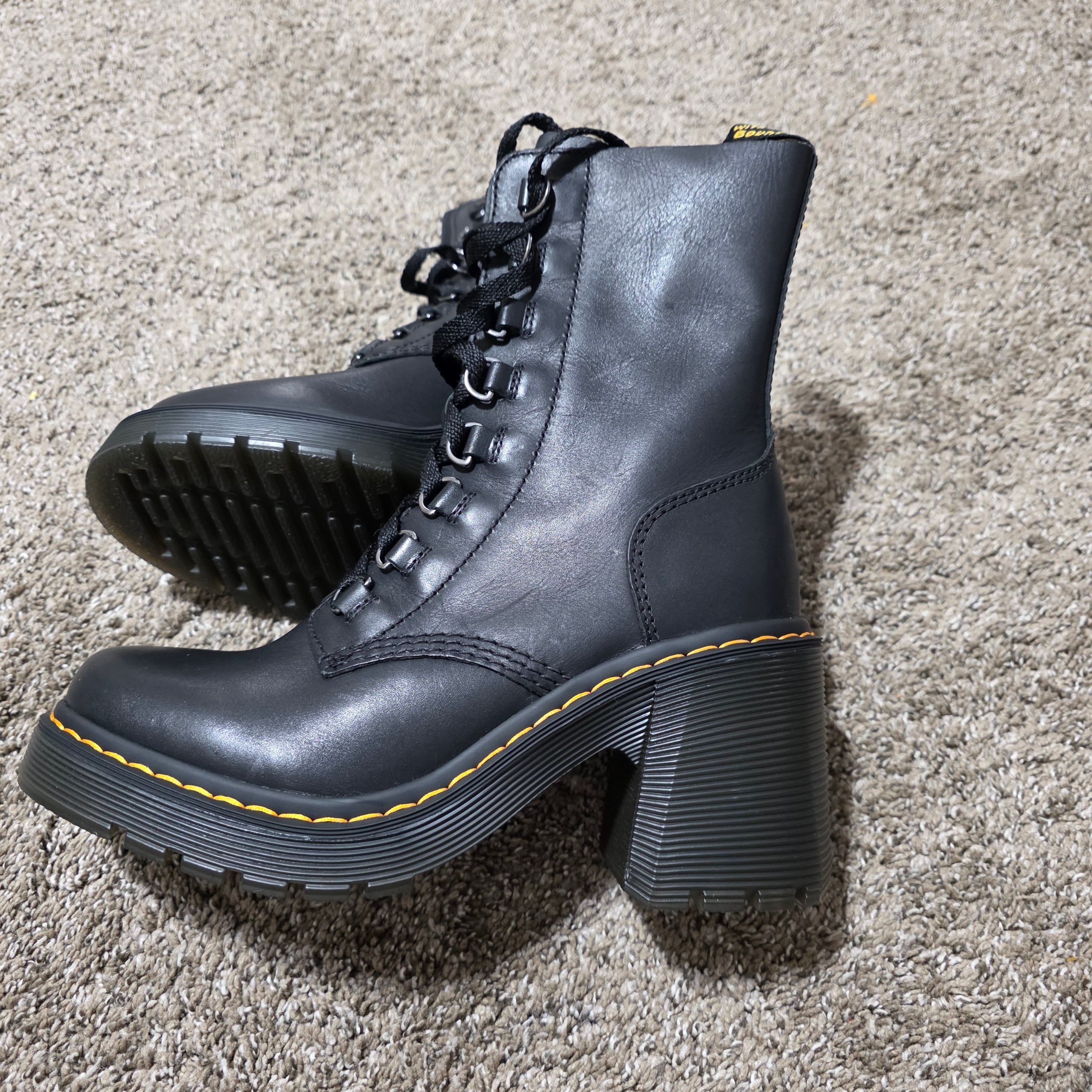 Dr. Martens Chesney Women's US 9 Black 26701001 Leather Flared Heel Boots image 6