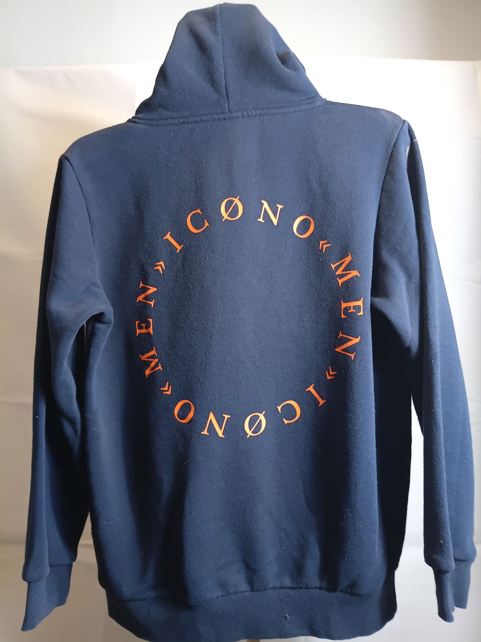 Icona Navy Men’s Hoodie Size S Front & Back Print image 3