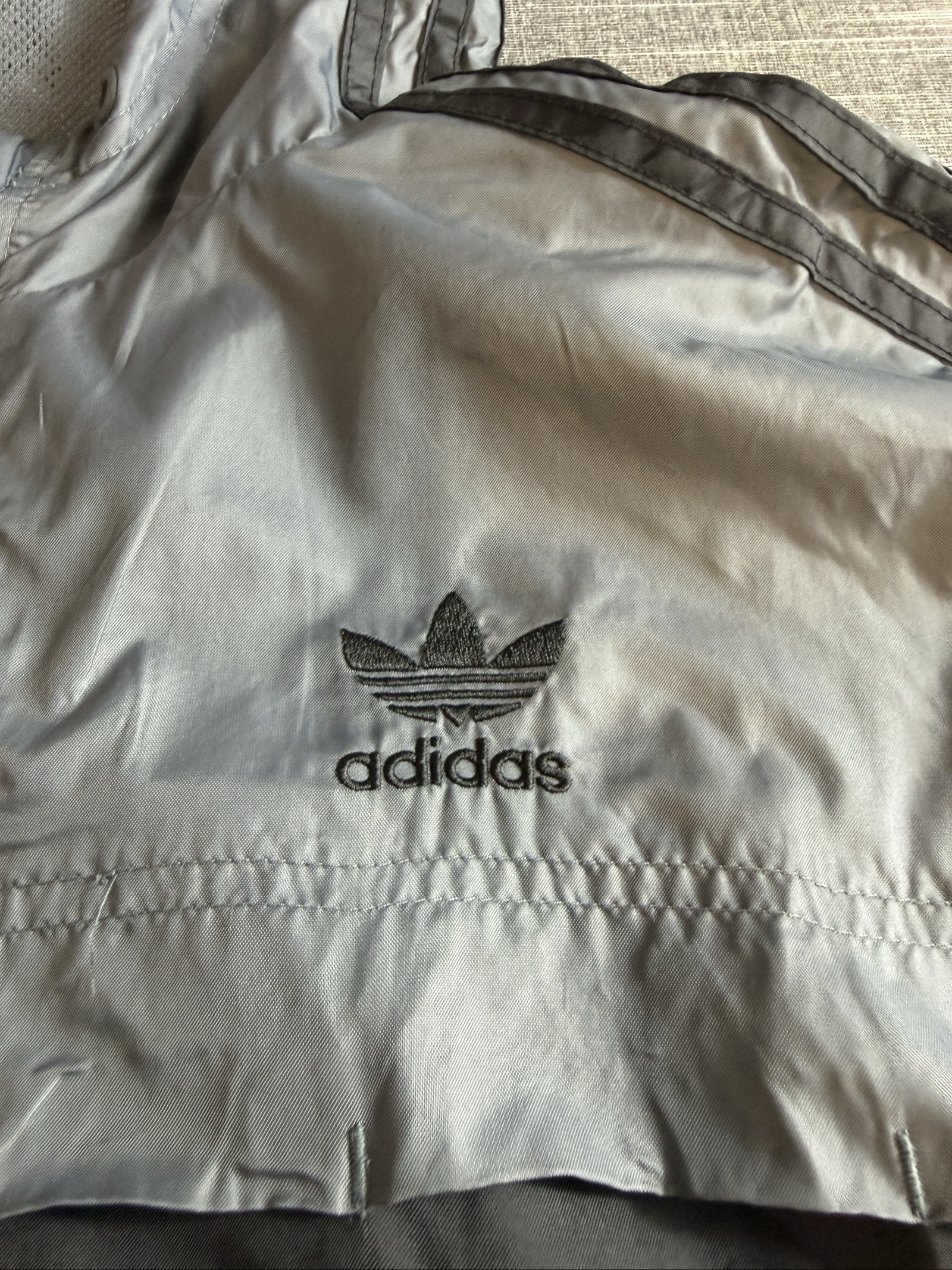 Adidas Men’s Hooded Windbreaker Jacket Small Black Grey Lightweight image 2