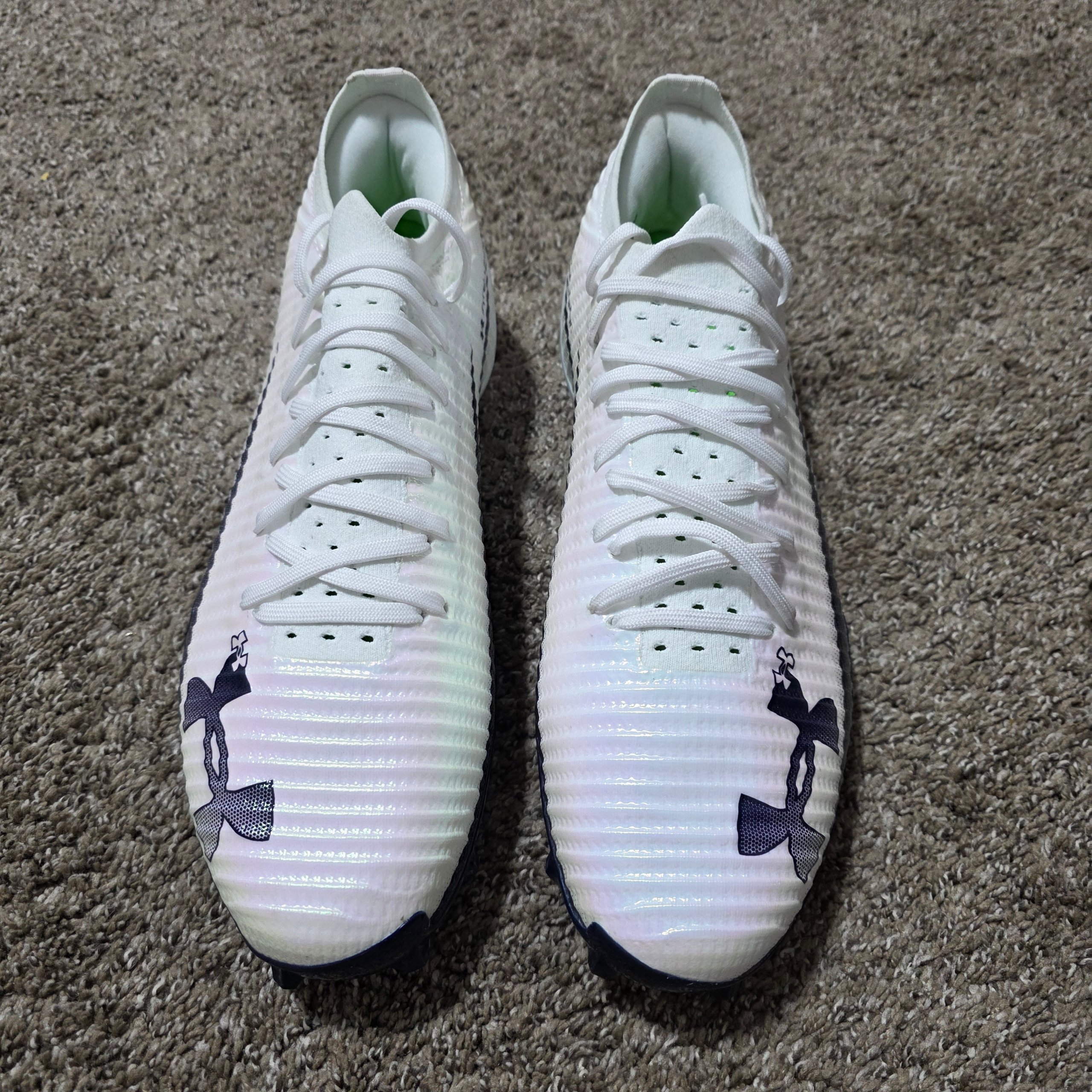 Under Armour UA Blur Pro Men's Size 13 White Navy 3028220-103 Football Cleats image 3