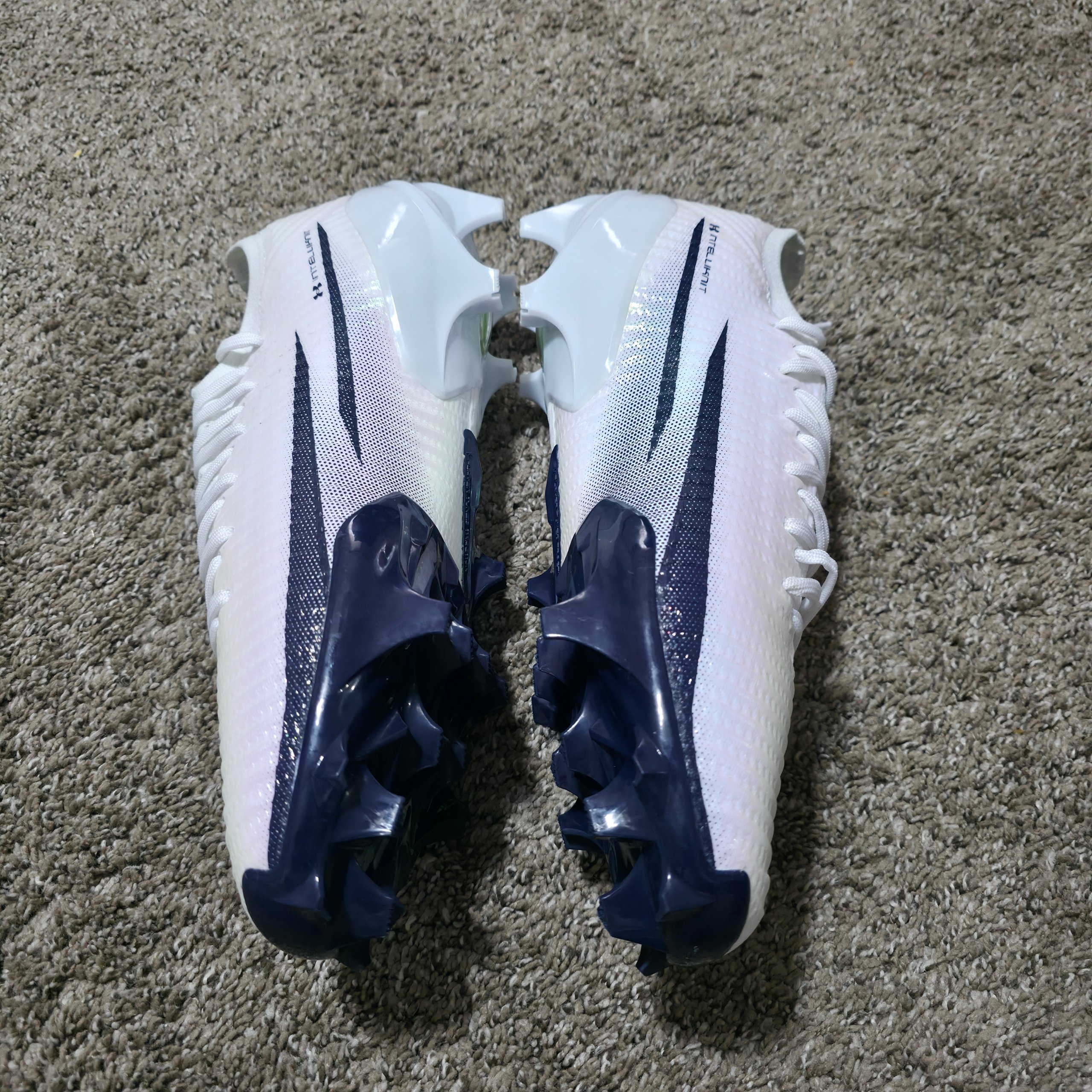 Under Armour UA Blur Pro Men's Size 13 White Navy 3028220-103 Football Cleats image 6