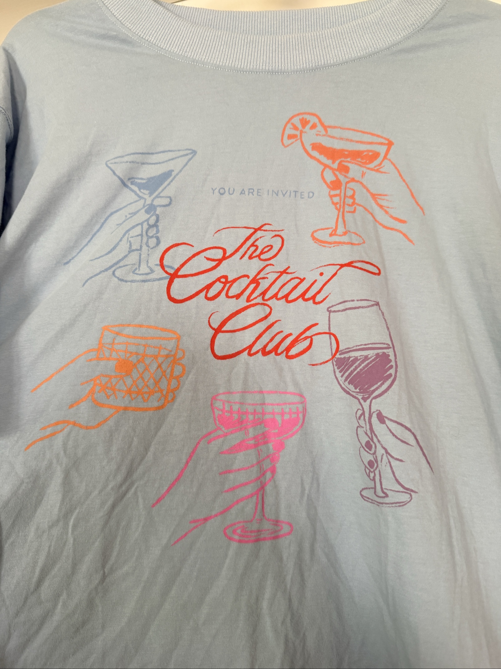 Paper Heart oversized pale blue The Cocktail Club Graphic T-Shirt Size 8 image 2