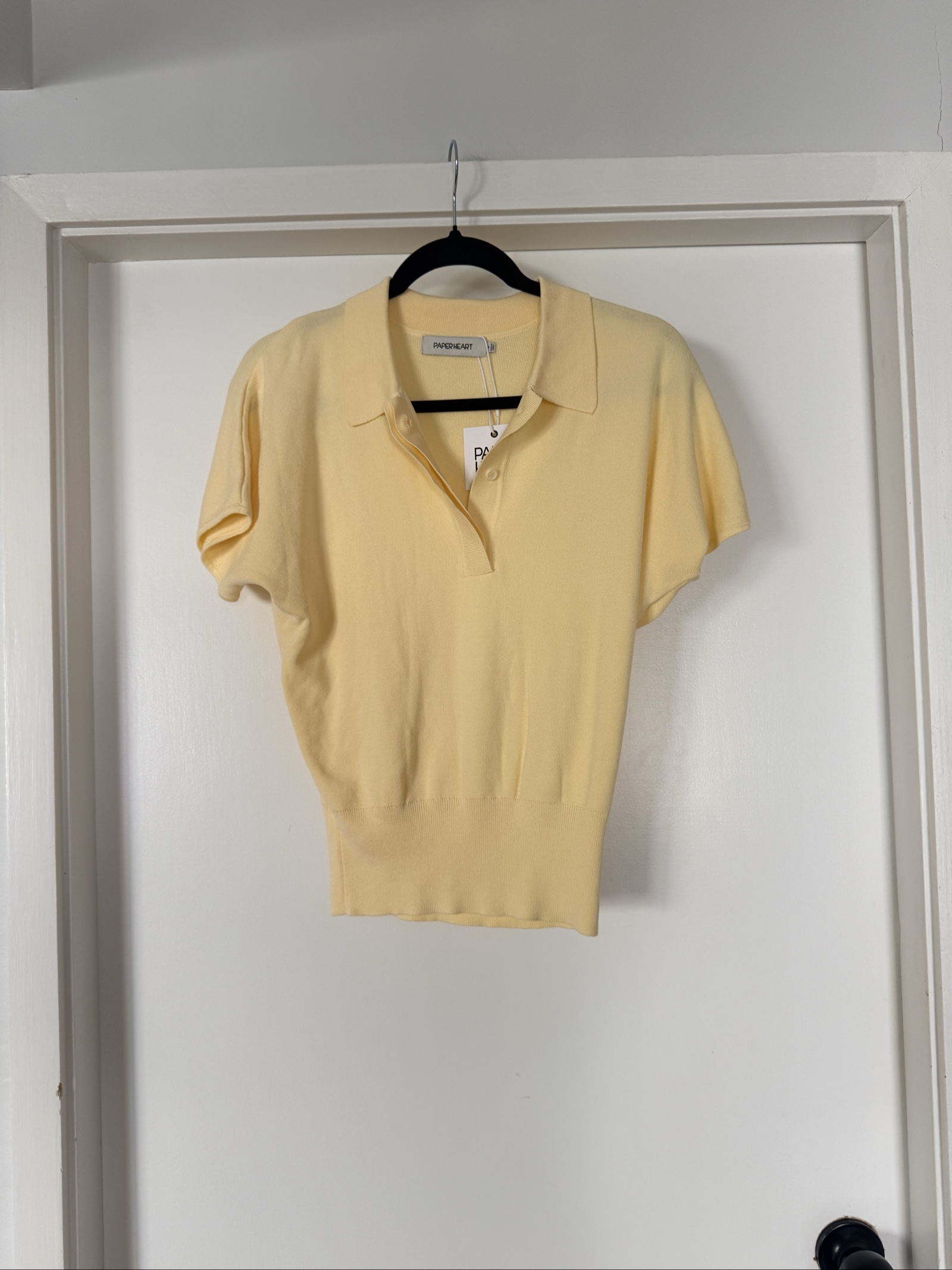 Paper Heart Butter Yellow Karina Polo Knit Top Size 8