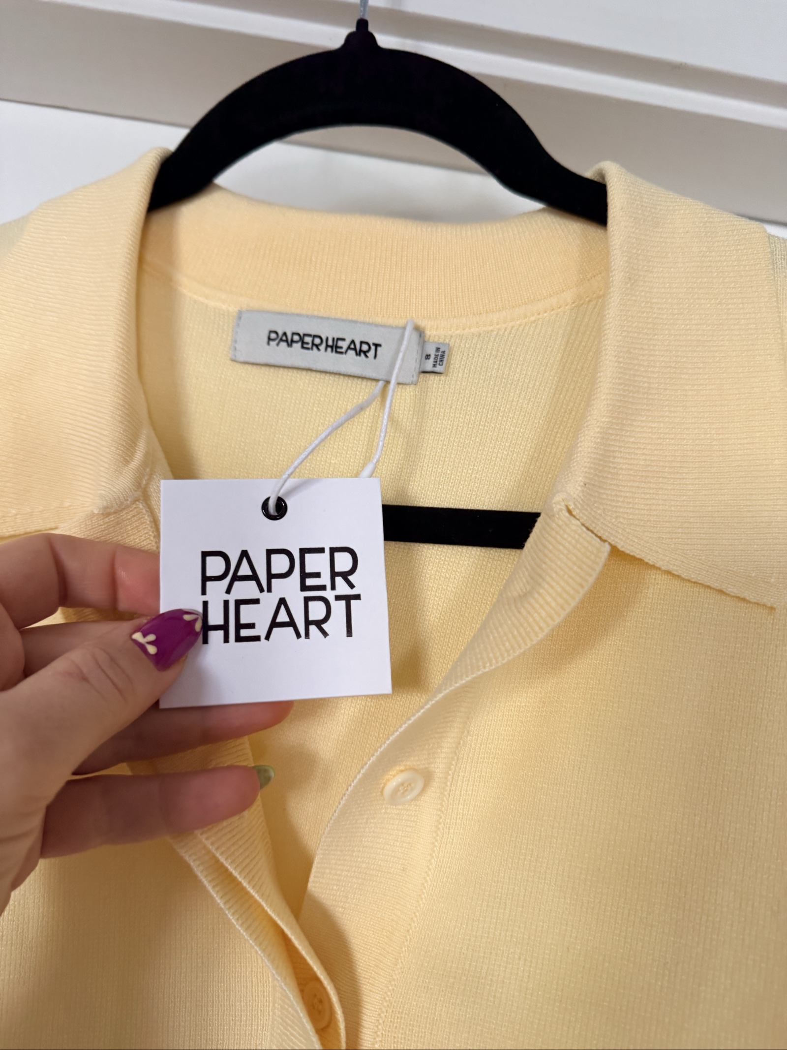 Paper Heart Butter Yellow Karina Polo Knit Top Size 8 image 2