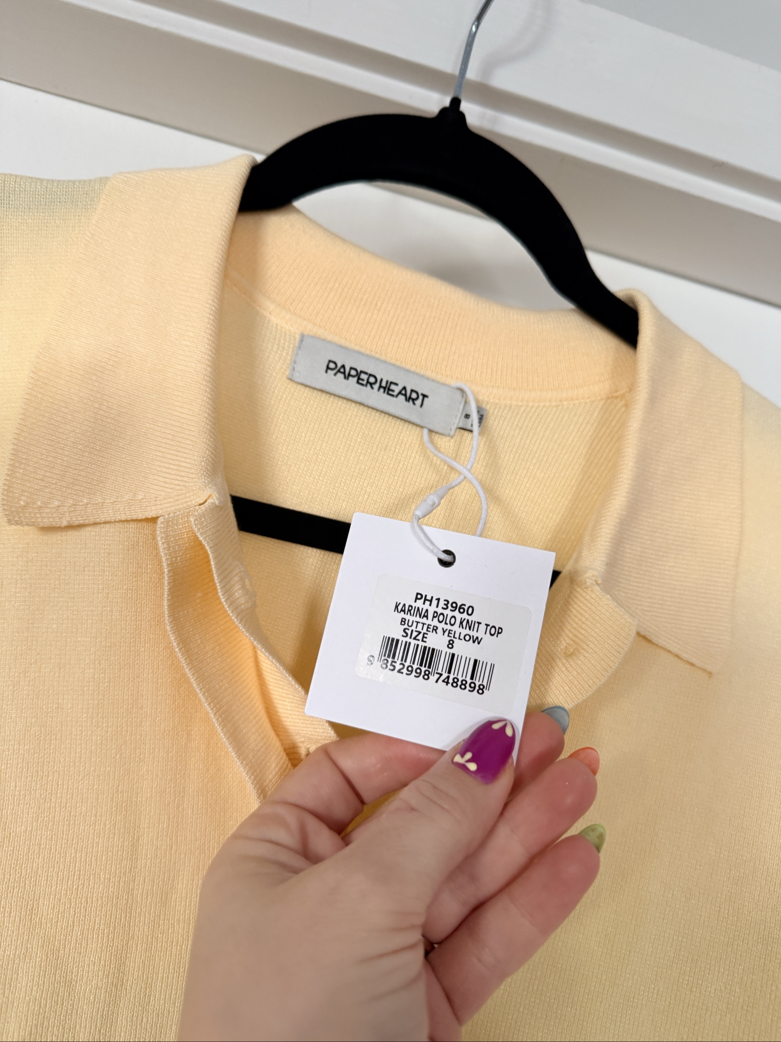 Paper Heart Butter Yellow Karina Polo Knit Top Size 8 image 3