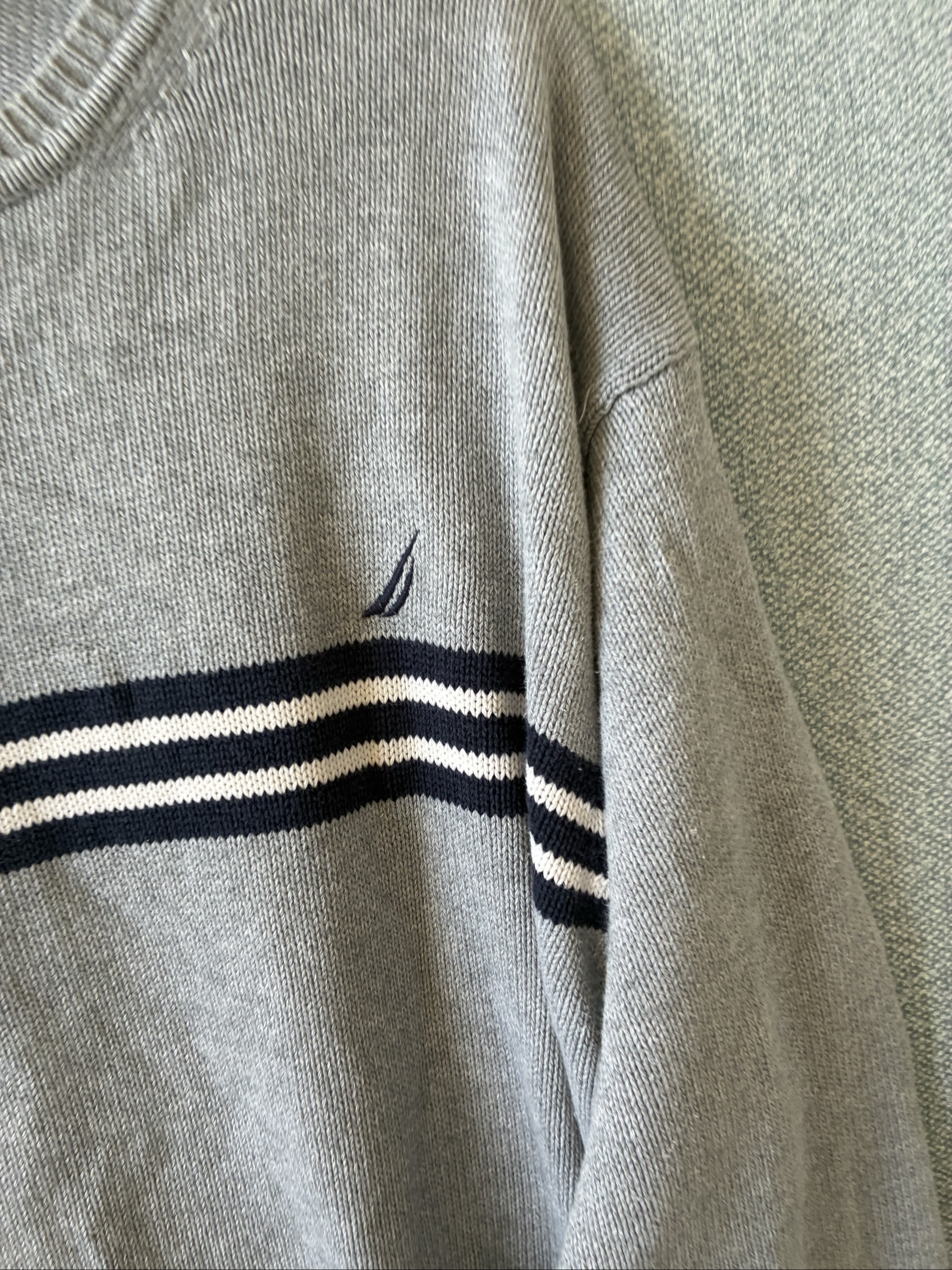 Nautica Grey & Navy Striped Crew Neck Sweater XL image 9