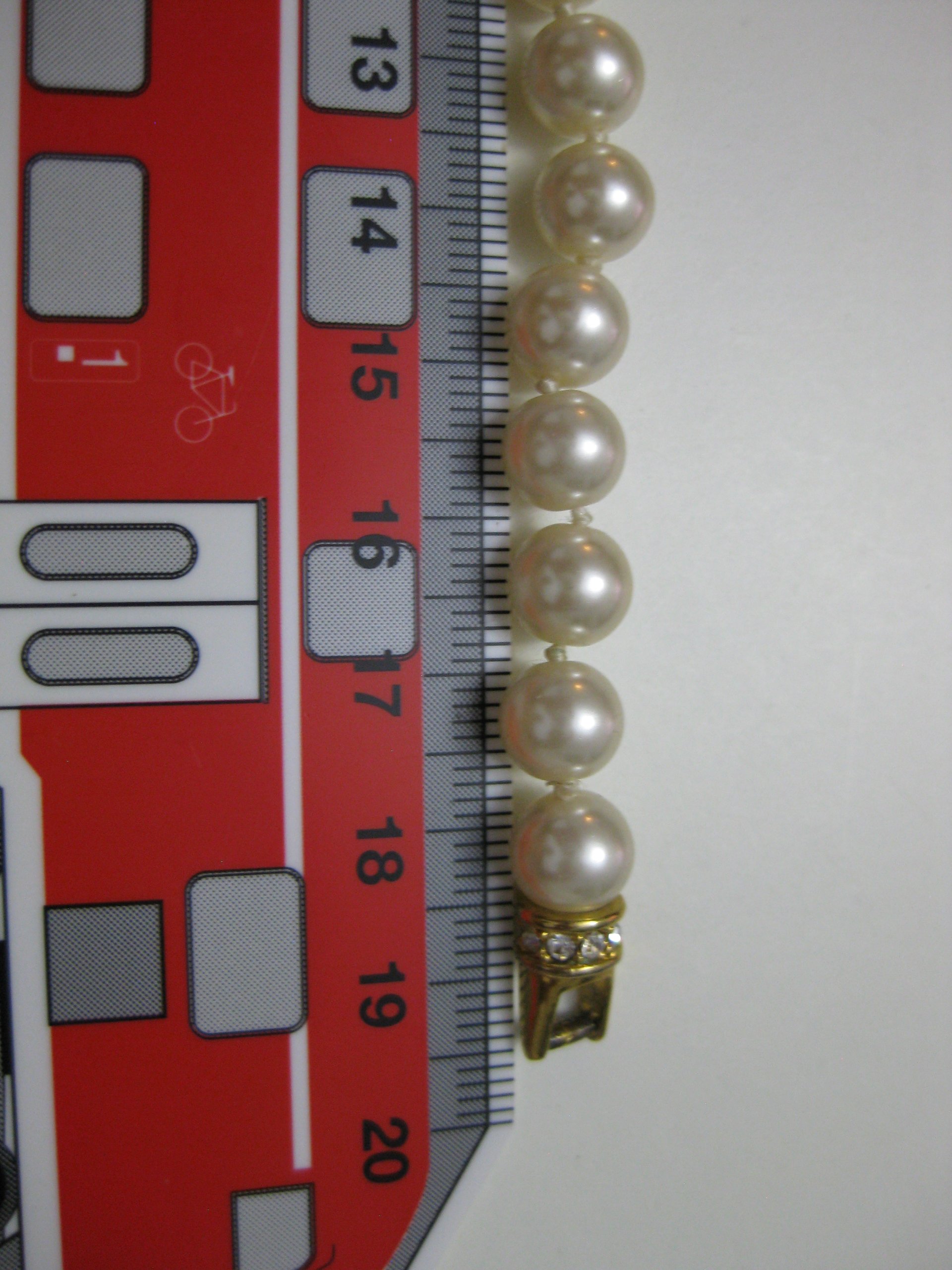 Pearl & Gold Tone Beaded Bracelet with Crystal Clasp image 9
